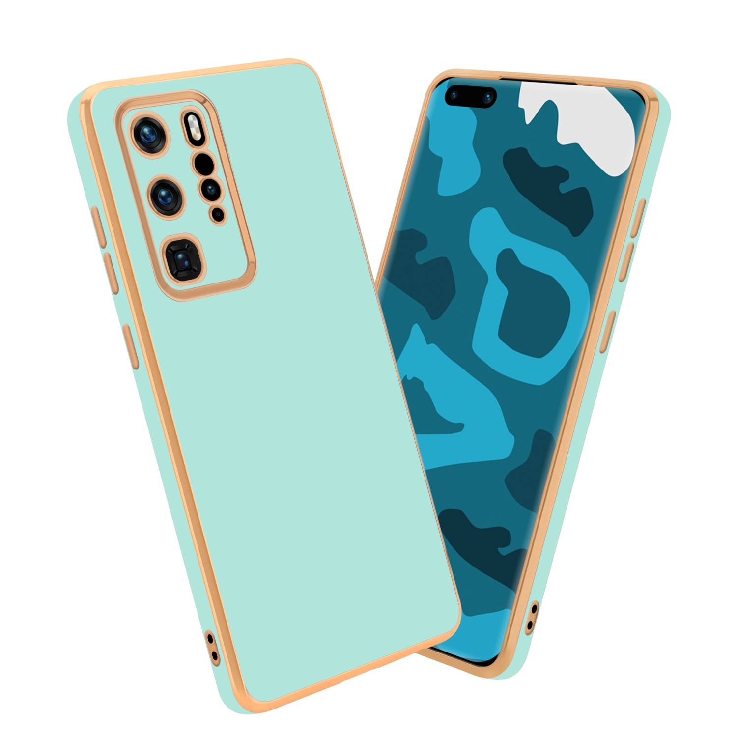 Cadorabo Schutzhülle für Huawei P40 PRO / P40 PRO+ Hülle in Grün Handyhülle TPU Silikon Kameraschutz Etui Case