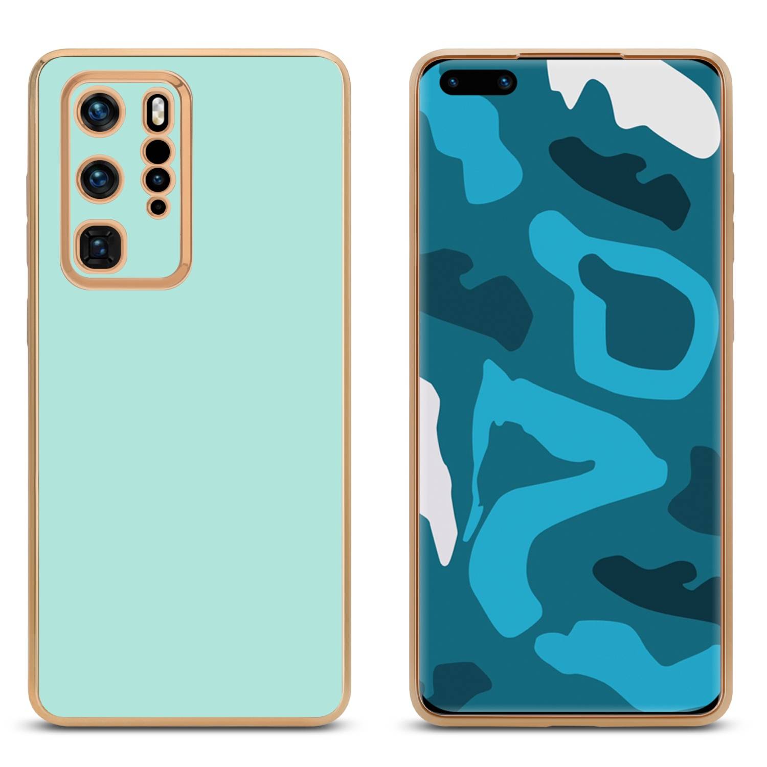 Cadorabo Schutzhülle für Huawei P40 PRO / P40 PRO+ Hülle in Grün Handyhülle TPU Silikon Kameraschutz Etui Case