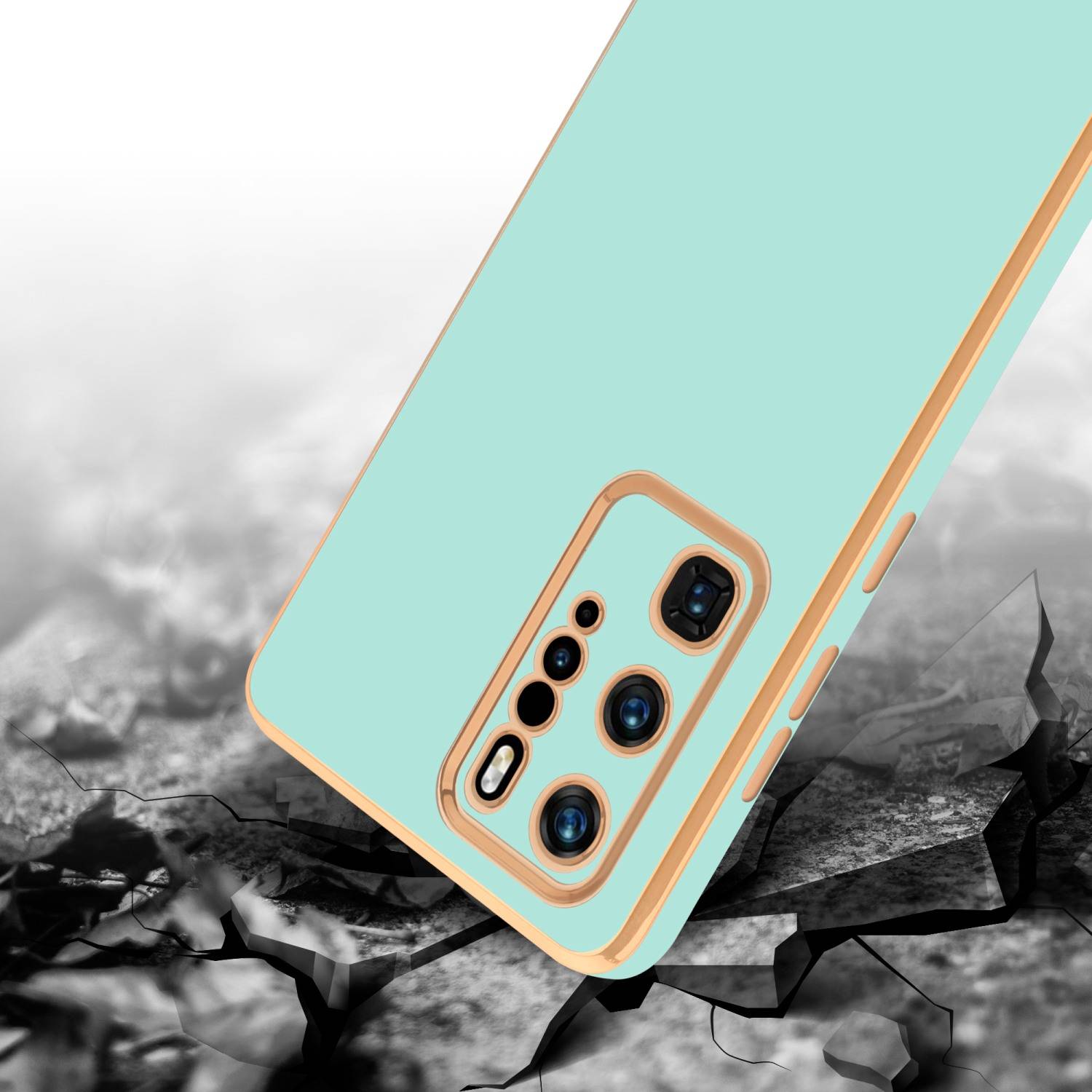 Cadorabo Schutzhülle für Huawei P40 PRO / P40 PRO+ Hülle in Grün Handyhülle TPU Silikon Kameraschutz Etui Case