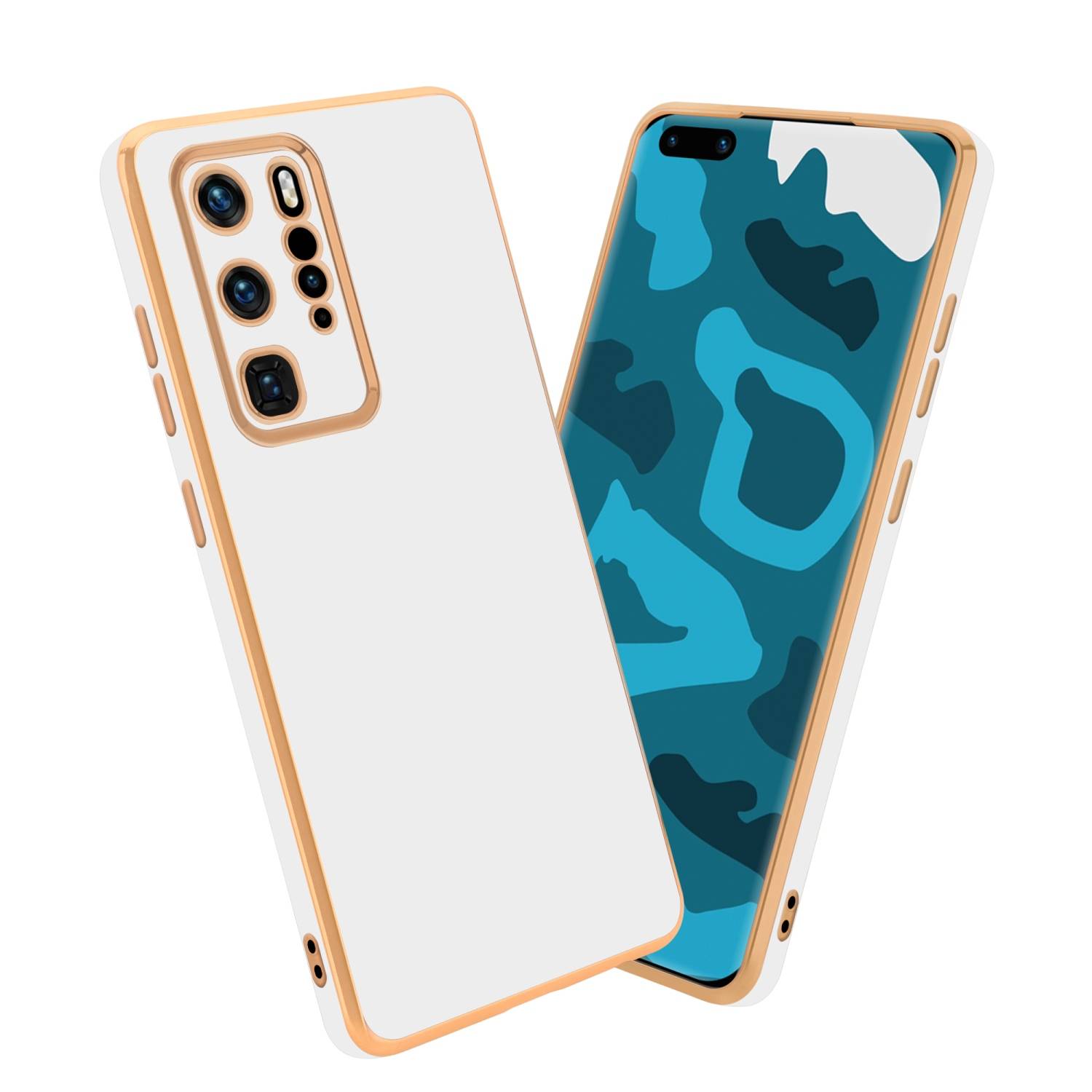 Cadorabo Schutzhülle für Huawei P40 PRO / P40 PRO+ Hülle in Weiß Handyhülle TPU Silikon Kameraschutz Etui Case