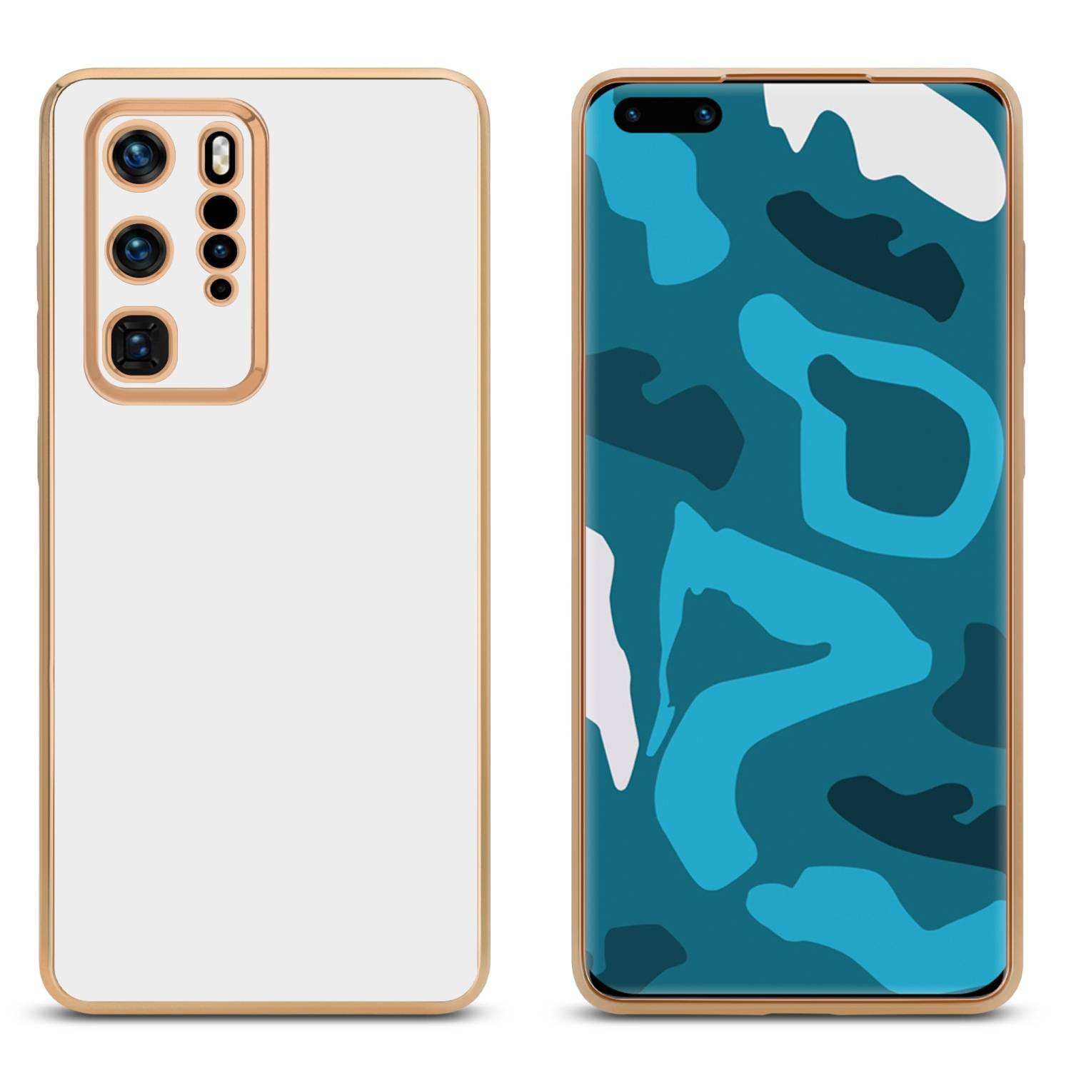 Cadorabo Schutzhülle für Huawei P40 PRO / P40 PRO+ Hülle in Weiß Handyhülle TPU Silikon Kameraschutz Etui Case