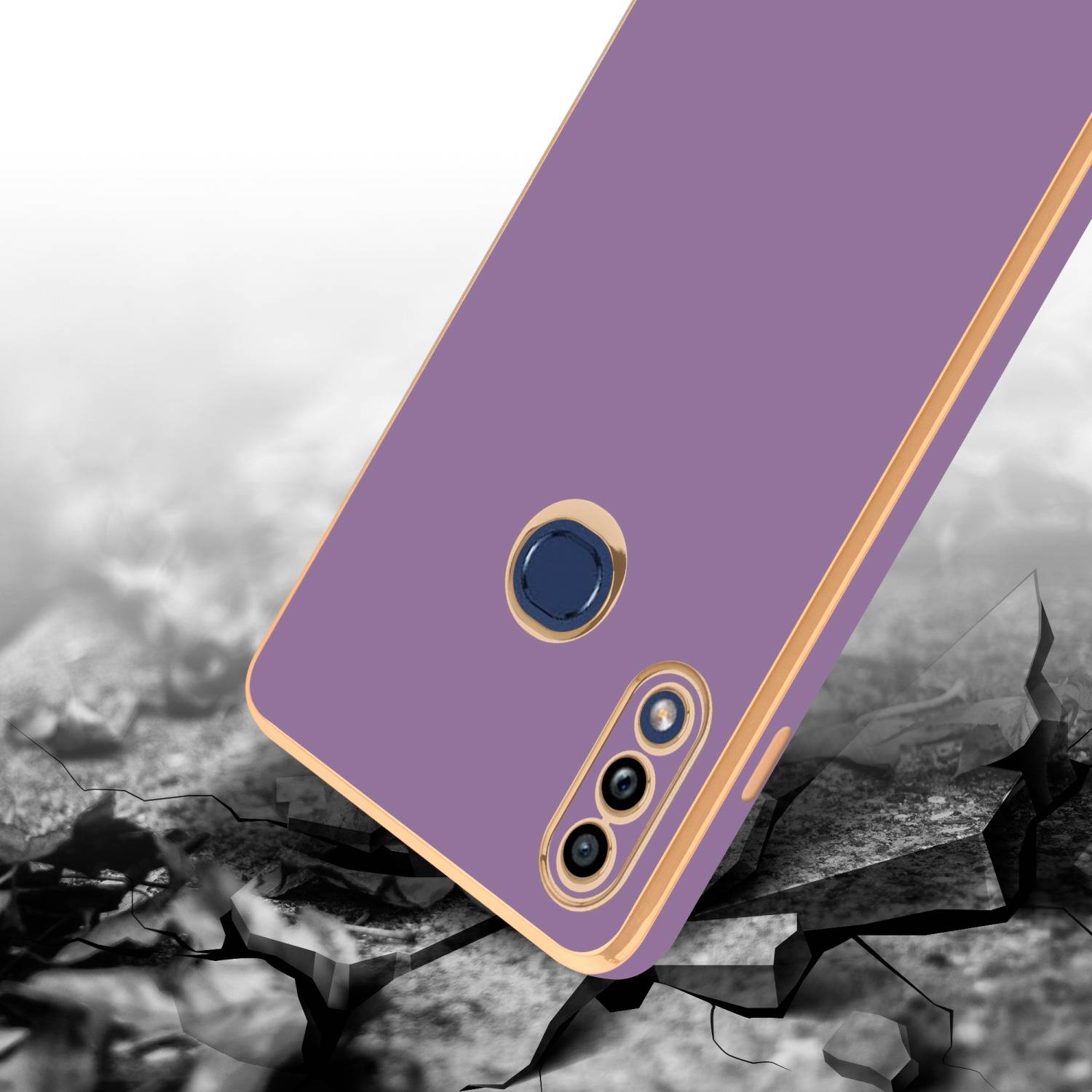 Cadorabo Schutzhülle für Samsung Galaxy A10s / M01s Hülle in Lila Handyhülle TPU Silikon Kameraschutz Etui Case