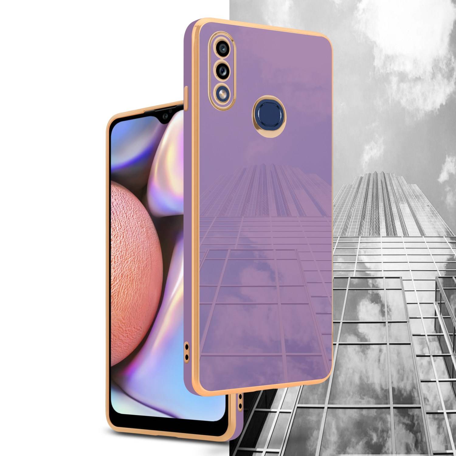 Cadorabo Schutzhülle für Samsung Galaxy A10s / M01s Hülle in Lila Handyhülle TPU Silikon Kameraschutz Etui Case