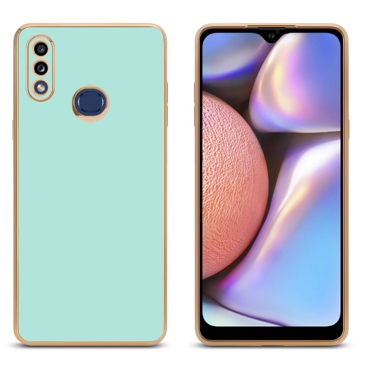 Cadorabo Schutzhülle für Samsung Galaxy A10s / M01s Hülle in Grün Handyhülle TPU Silikon Kameraschutz Etui Case