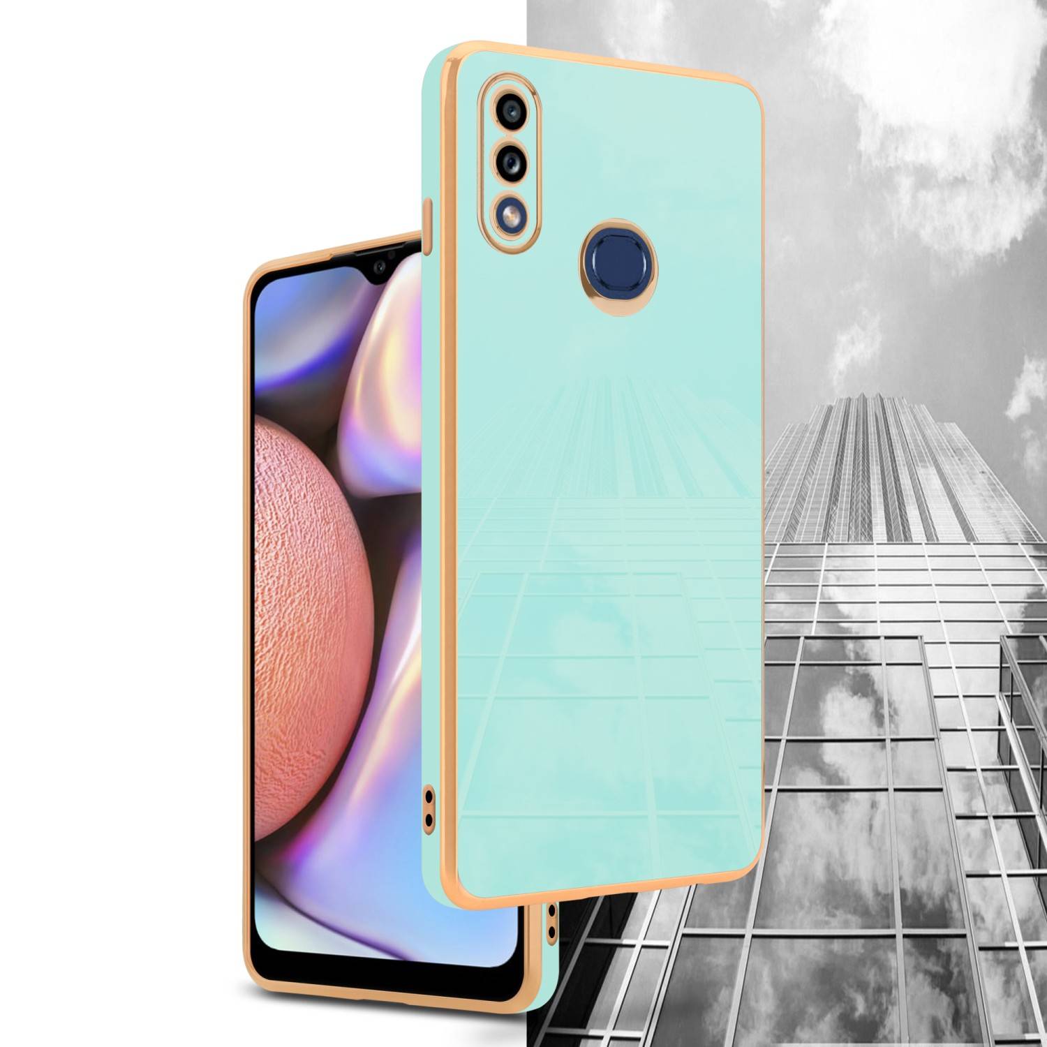 Cadorabo Schutzhülle für Samsung Galaxy A10s / M01s Hülle in Grün Handyhülle TPU Silikon Kameraschutz Etui Case