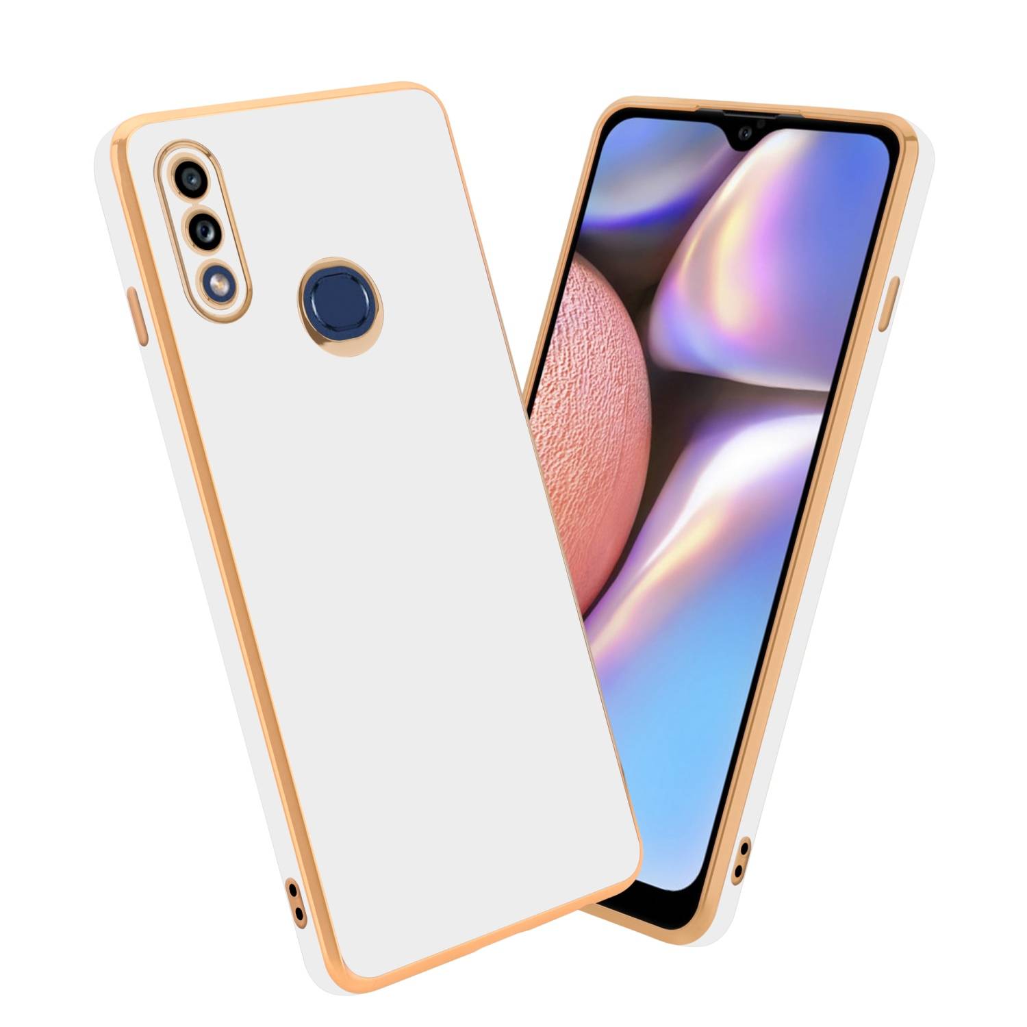 Cadorabo Schutzhülle für Samsung Galaxy A10s / M01s Hülle in Weiß Handyhülle TPU Silikon Kameraschutz Etui Case