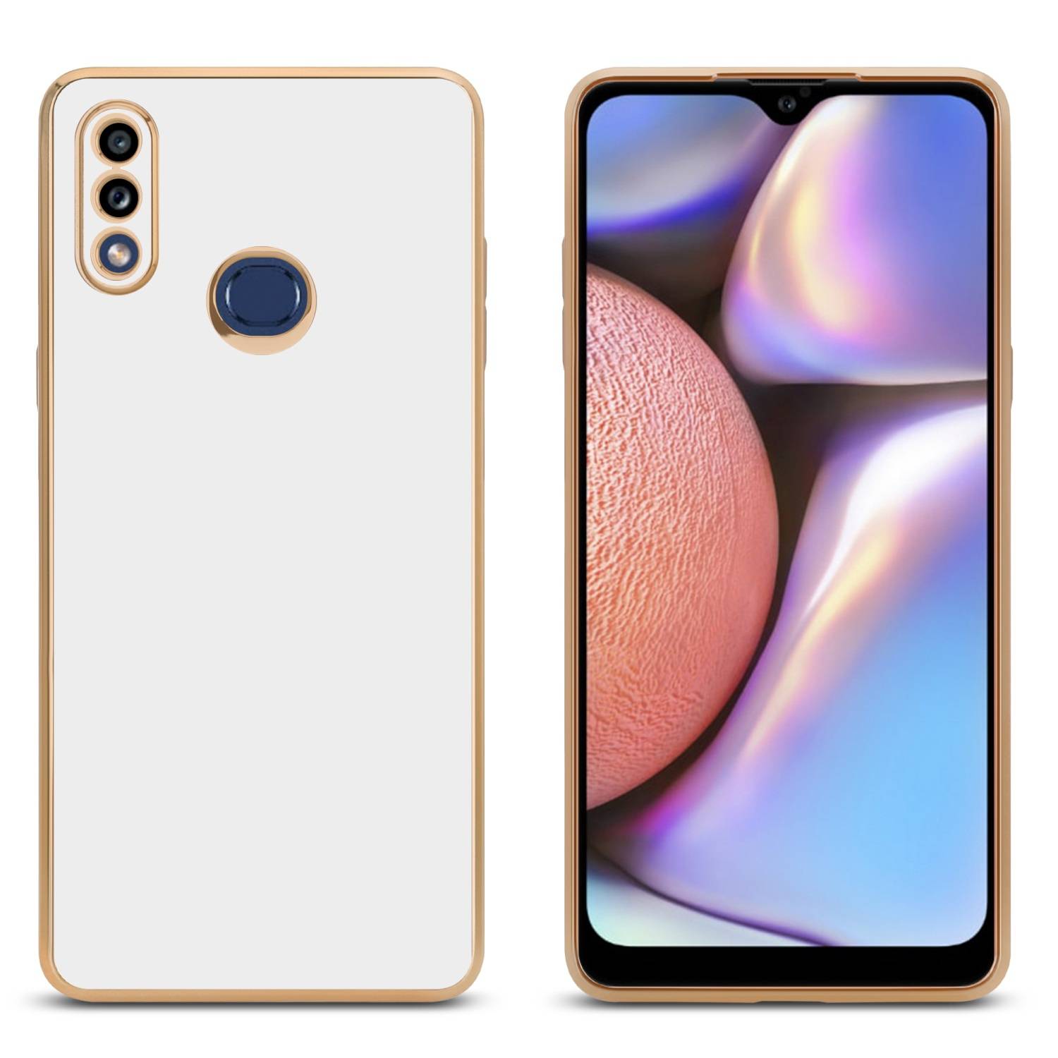 Cadorabo Schutzhülle für Samsung Galaxy A10s / M01s Hülle in Weiß Handyhülle TPU Silikon Kameraschutz Etui Case