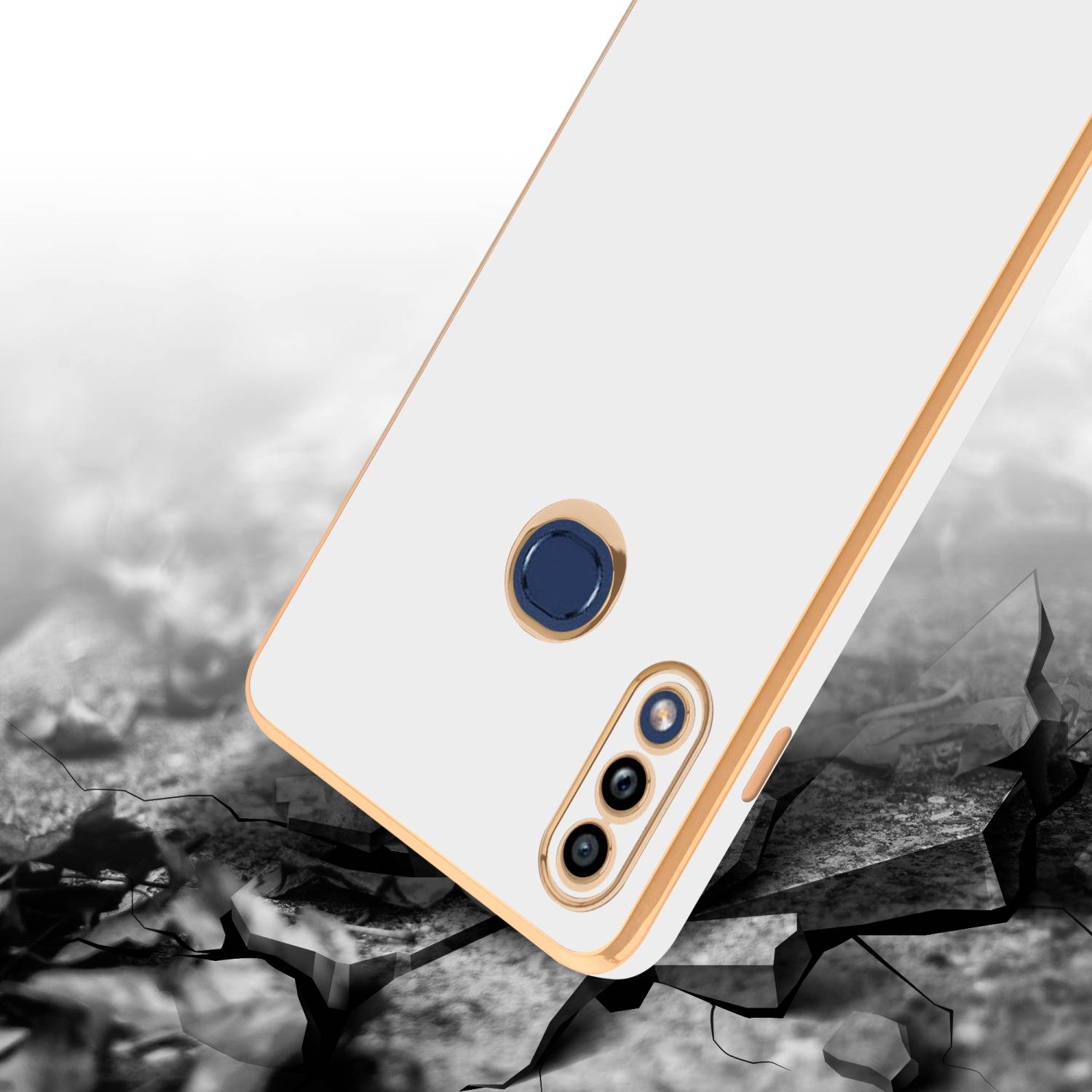 Cadorabo Schutzhülle für Samsung Galaxy A10s / M01s Hülle in Weiß Handyhülle TPU Silikon Kameraschutz Etui Case