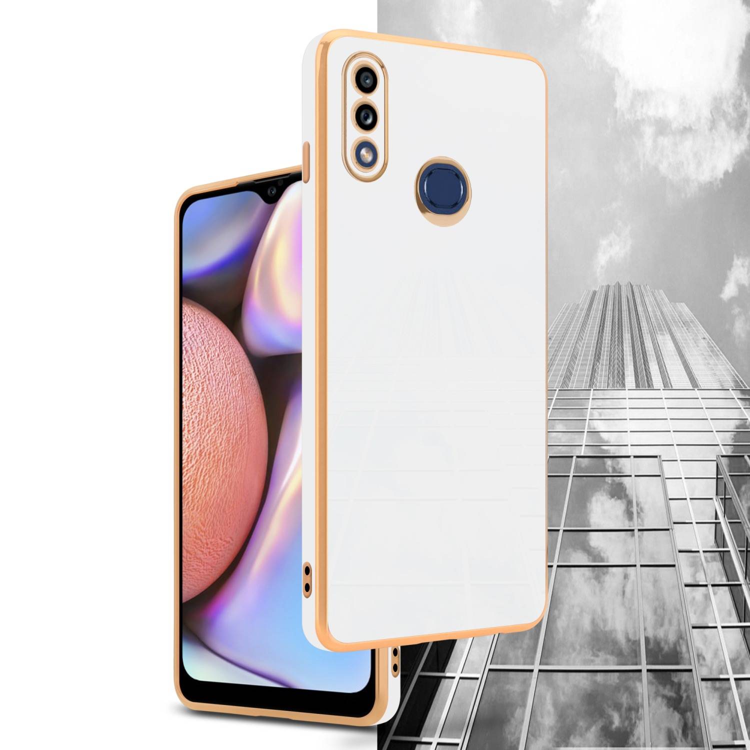 Cadorabo Schutzhülle für Samsung Galaxy A10s / M01s Hülle in Weiß Handyhülle TPU Silikon Kameraschutz Etui Case