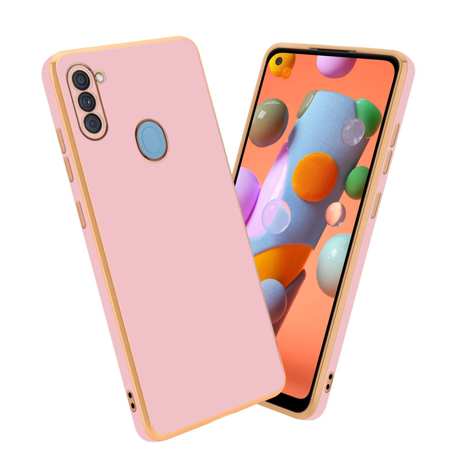 Cadorabo Schutzhülle für Samsung Galaxy A11 / M11 Hülle in Rosa Handyhülle TPU Silikon Kameraschutz Etui Case