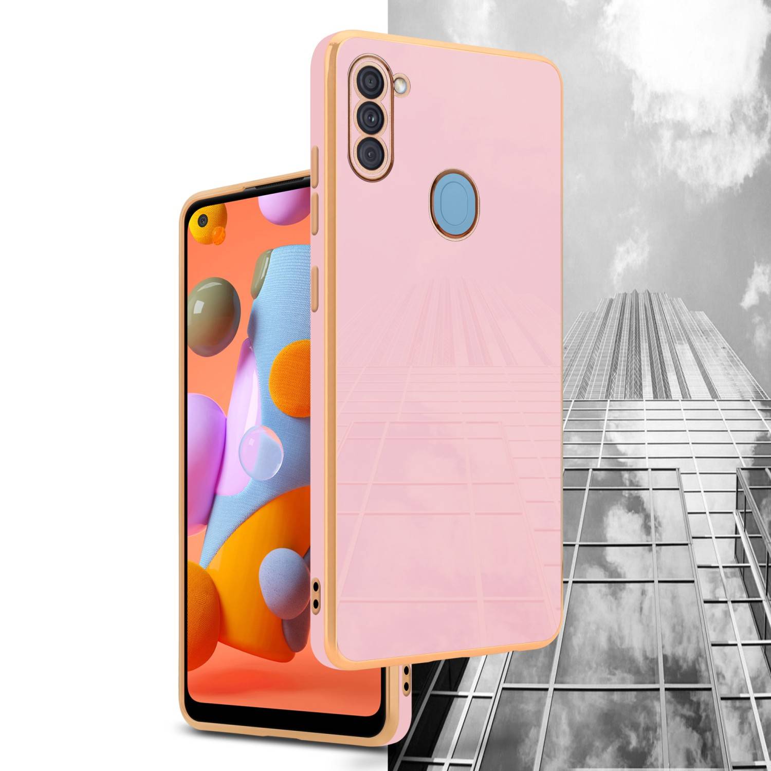 Cadorabo Schutzhülle für Samsung Galaxy A11 / M11 Hülle in Rosa Handyhülle TPU Silikon Kameraschutz Etui Case