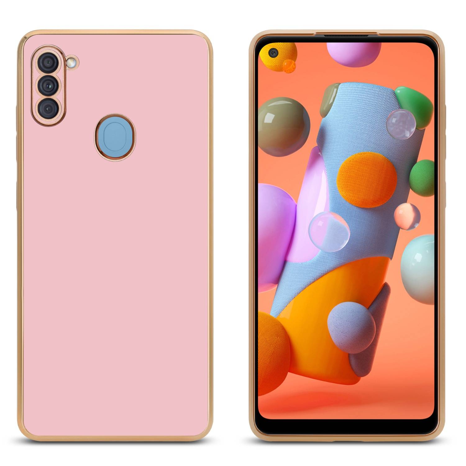 Cadorabo Schutzhülle für Samsung Galaxy A11 / M11 Hülle in Rosa Handyhülle TPU Silikon Kameraschutz Etui Case