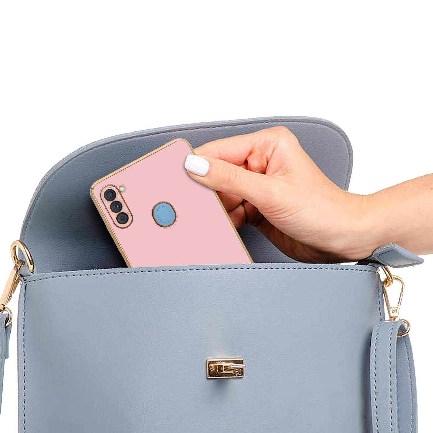 Cadorabo Schutzhülle für Samsung Galaxy A11 / M11 Hülle in Rosa Handyhülle TPU Silikon Kameraschutz Etui Case