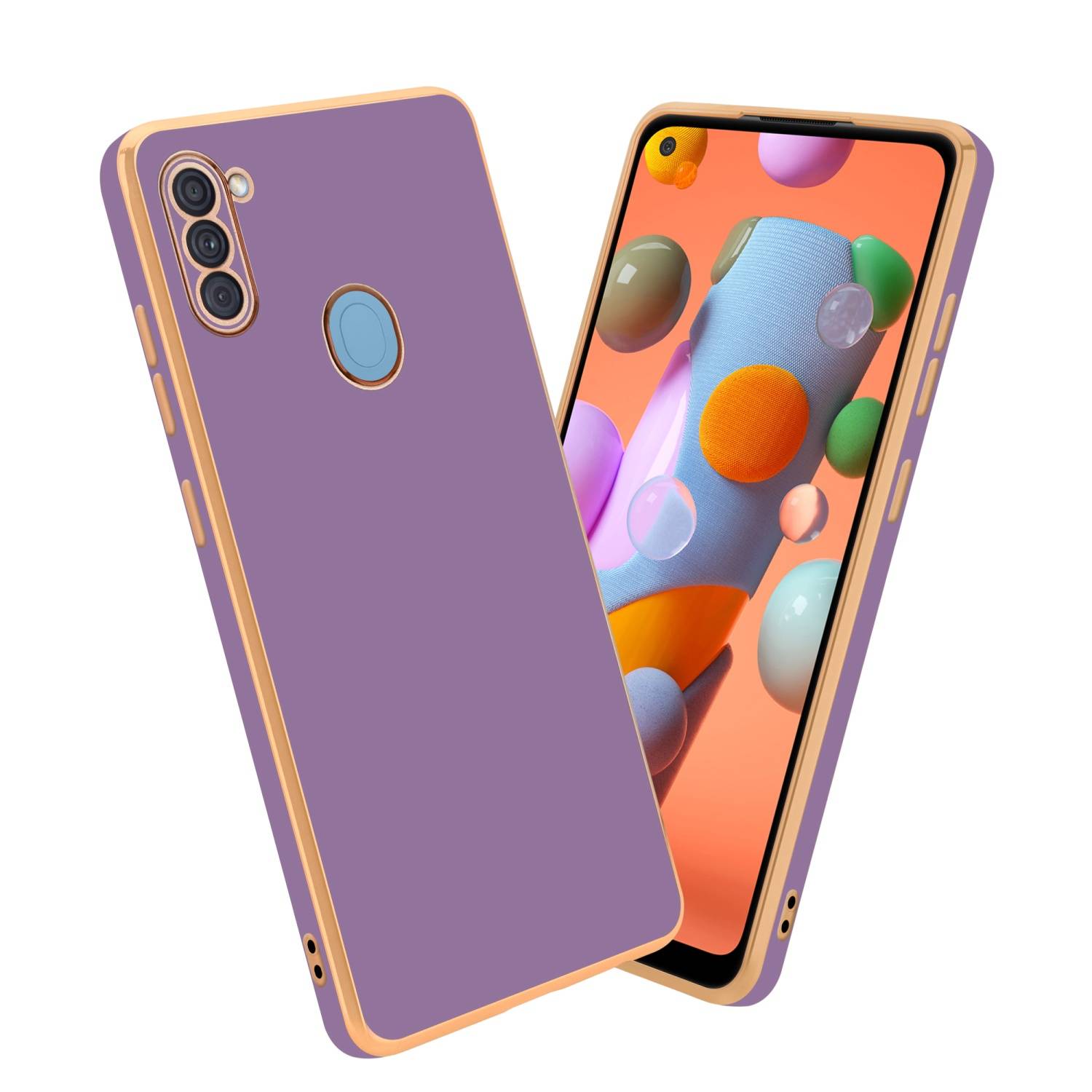 Cadorabo Schutzhülle für Samsung Galaxy A11 / M11 Hülle in Lila Handyhülle TPU Silikon Kameraschutz Etui Case