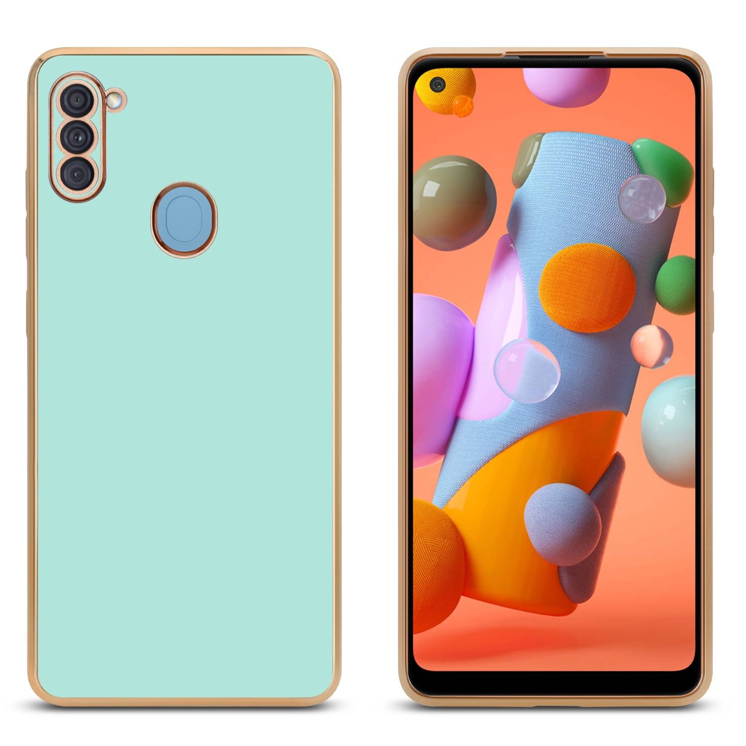 Cadorabo Schutzhülle für Samsung Galaxy A11 / M11 Hülle in Grün Handyhülle TPU Silikon Kameraschutz Etui Case