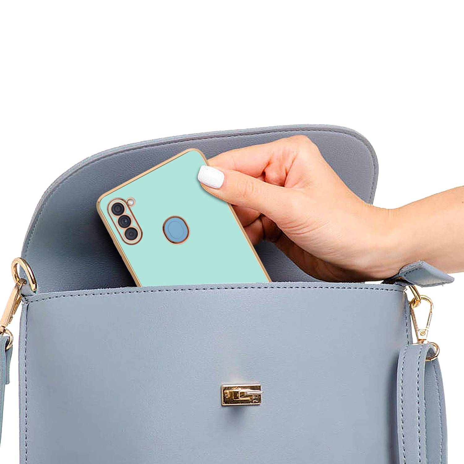 Cadorabo Schutzhülle für Samsung Galaxy A11 / M11 Hülle in Grün Handyhülle TPU Silikon Kameraschutz Etui Case