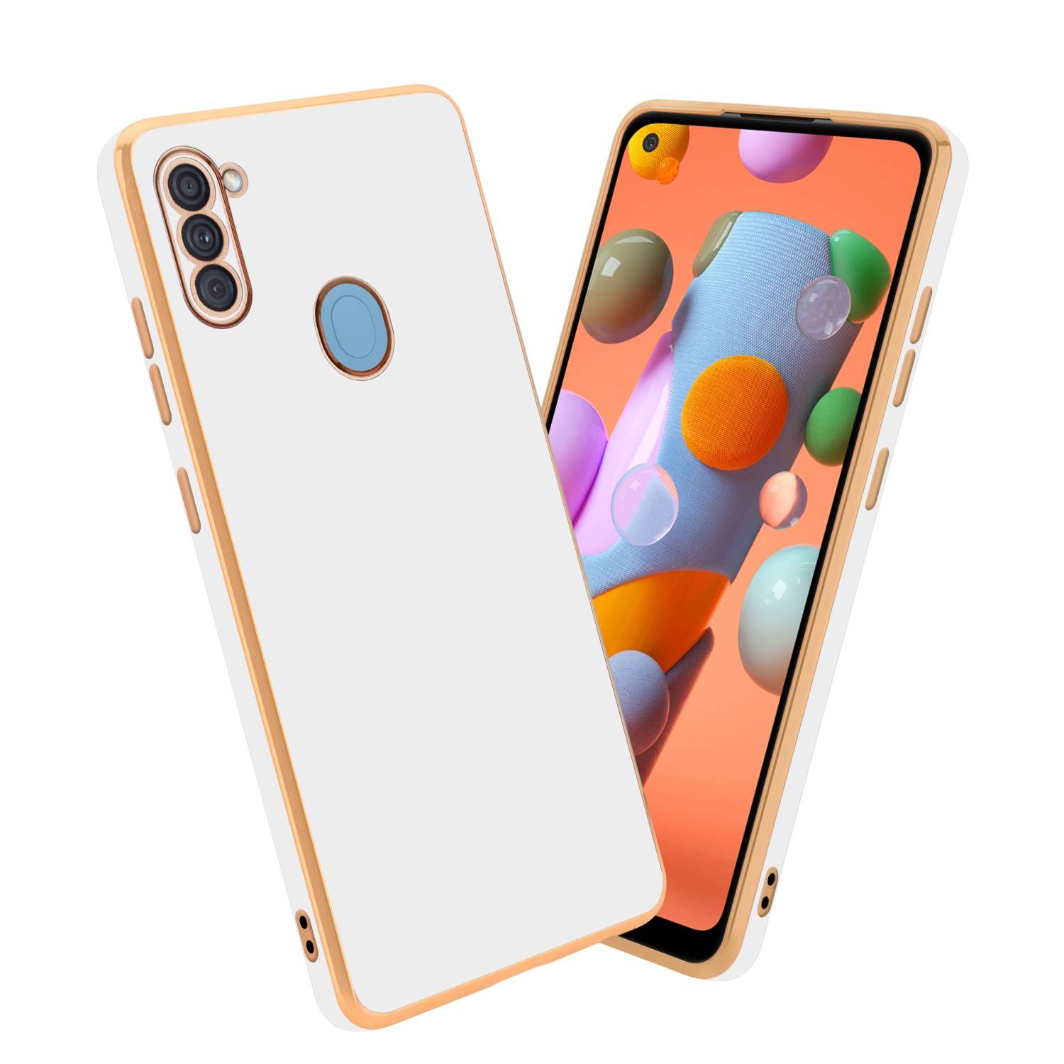 Cadorabo Schutzhülle für Samsung Galaxy A11 / M11 Hülle in Weiß Handyhülle TPU Silikon Kameraschutz Etui Case