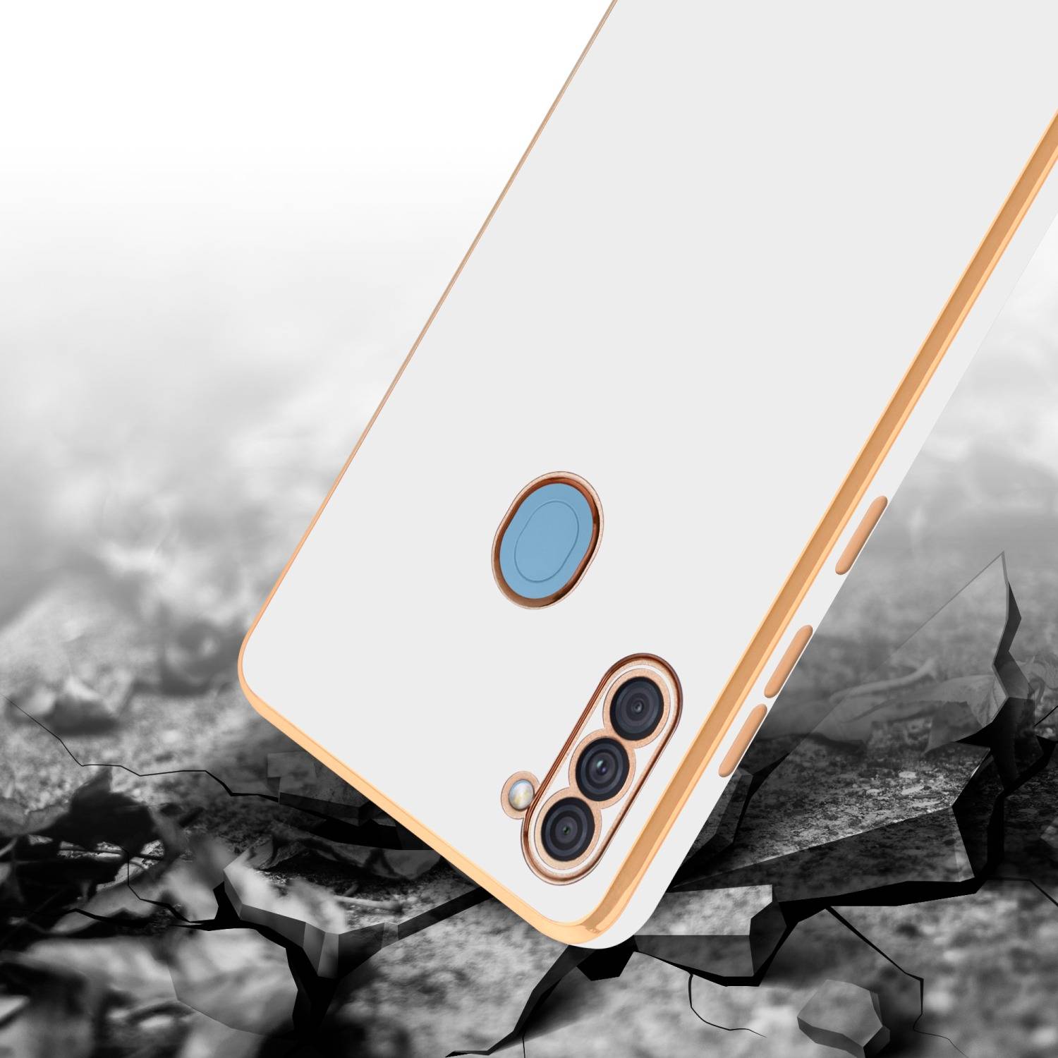 Cadorabo Schutzhülle für Samsung Galaxy A11 / M11 Hülle in Weiß Handyhülle TPU Silikon Kameraschutz Etui Case