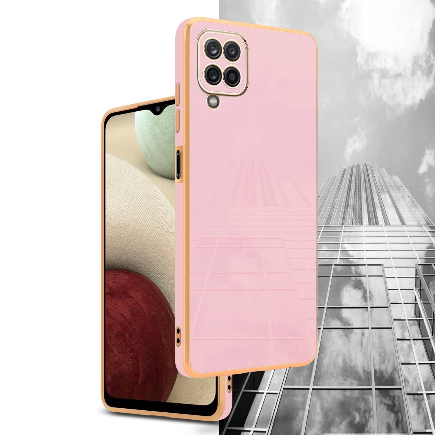 Cadorabo Schutzhülle für Samsung Galaxy A12 / M12 Hülle in Rosa Handyhülle TPU Silikon Kameraschutz Etui Case
