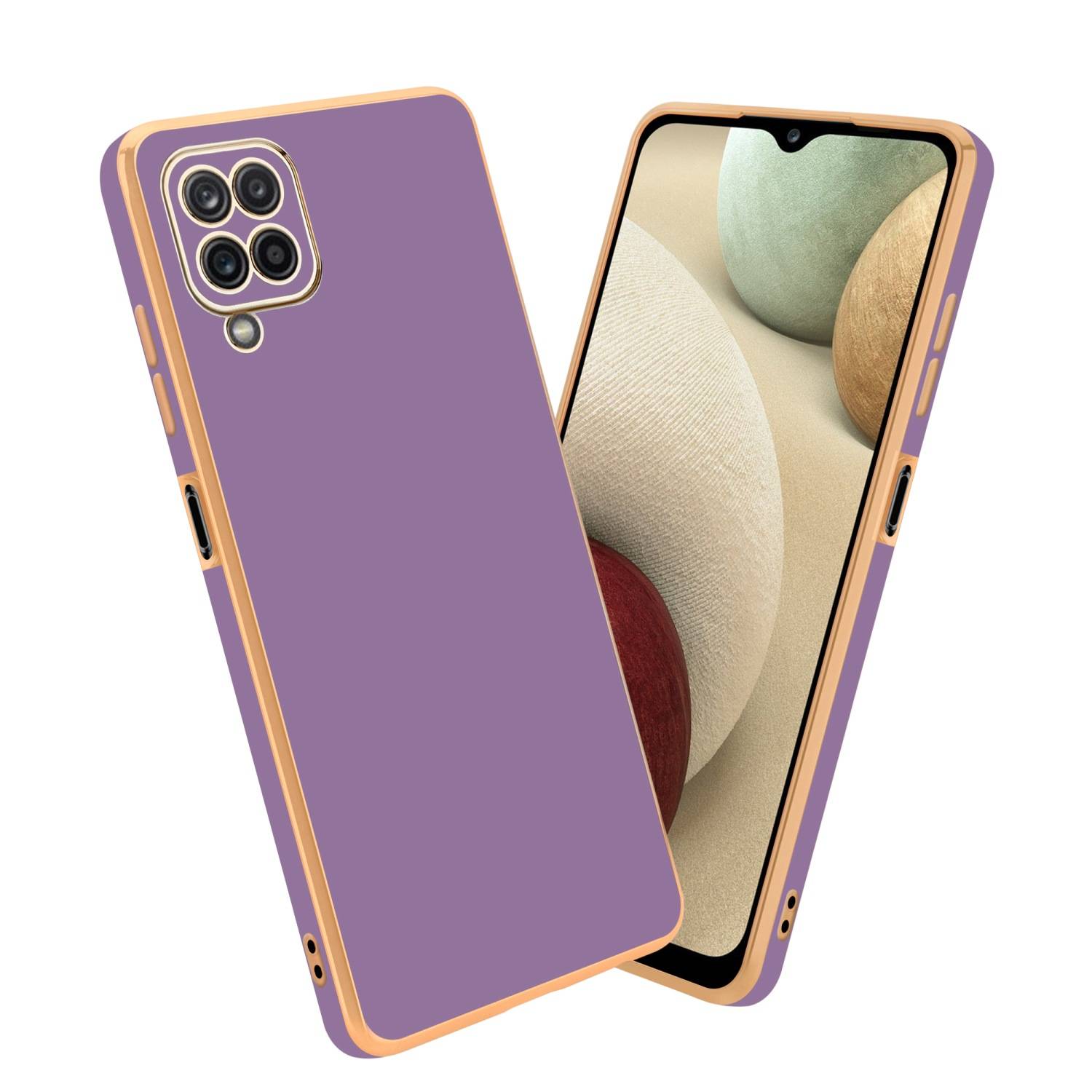 Cadorabo Schutzhülle für Samsung Galaxy A12 / M12 Hülle in Lila Handyhülle TPU Silikon Kameraschutz Etui Case