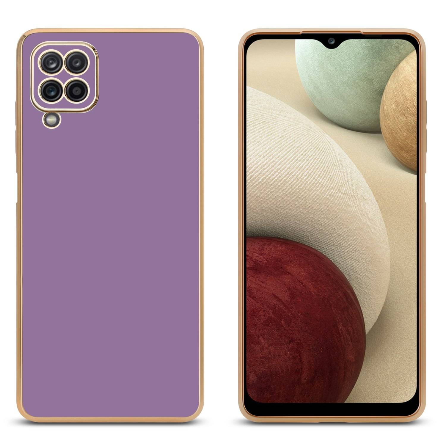 Cadorabo Schutzhülle für Samsung Galaxy A12 / M12 Hülle in Lila Handyhülle TPU Silikon Kameraschutz Etui Case