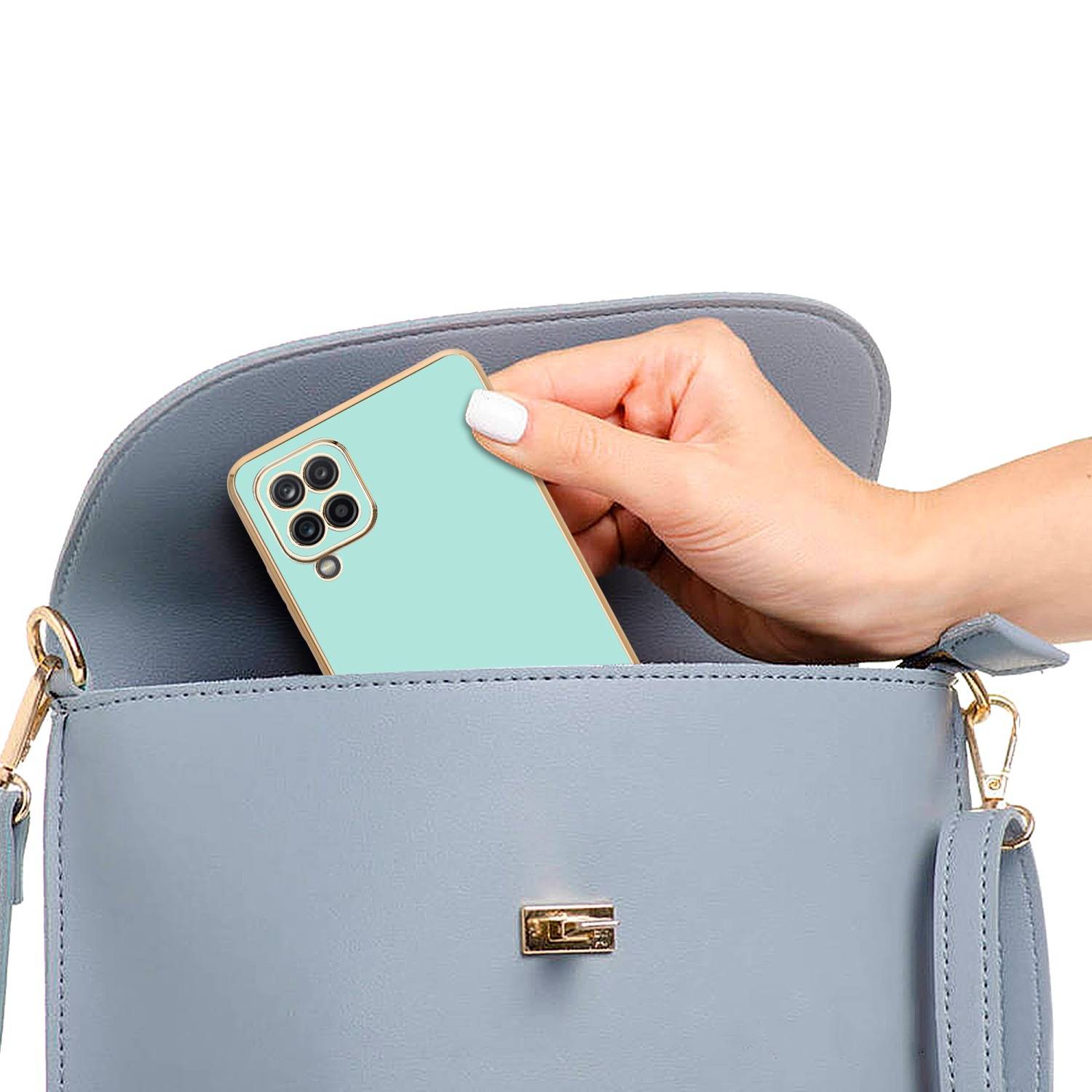 Cadorabo Schutzhülle für Samsung Galaxy A12 / M12 Hülle in Grün Handyhülle TPU Silikon Kameraschutz Etui Case