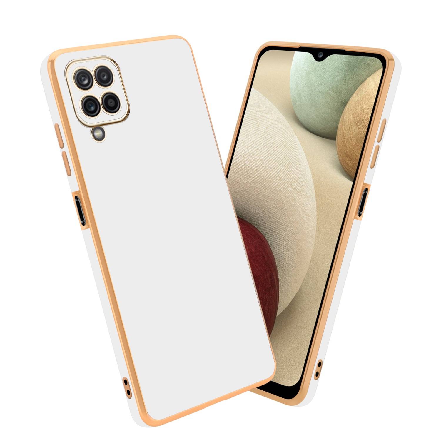Cadorabo Schutzhülle für Samsung Galaxy A12 / M12 Hülle in Weiß Handyhülle TPU Silikon Kameraschutz Etui Case