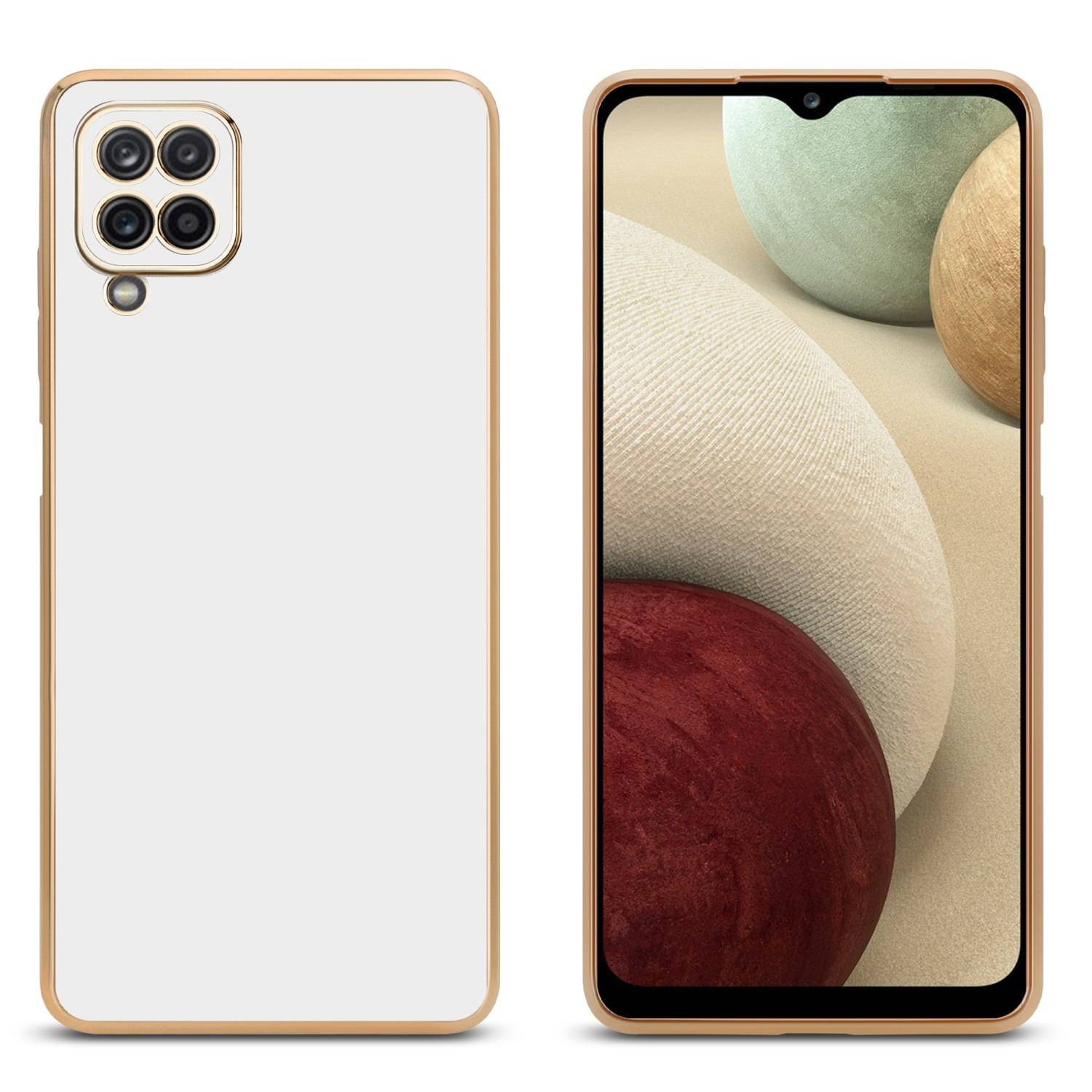 Cadorabo Schutzhülle für Samsung Galaxy A12 / M12 Hülle in Weiß Handyhülle TPU Silikon Kameraschutz Etui Case