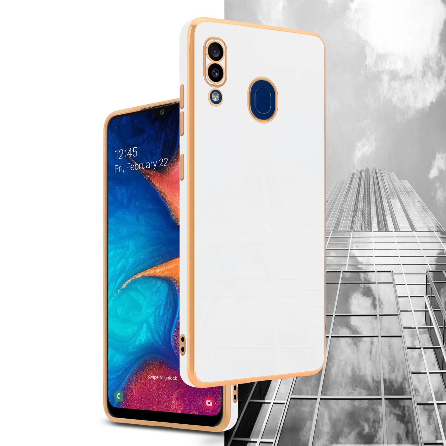 Cadorabo Schutzhülle für Samsung Galaxy A20 / A30 / M10s Hülle in Weiß Handyhülle TPU Silikon Kameraschutz Etui Case