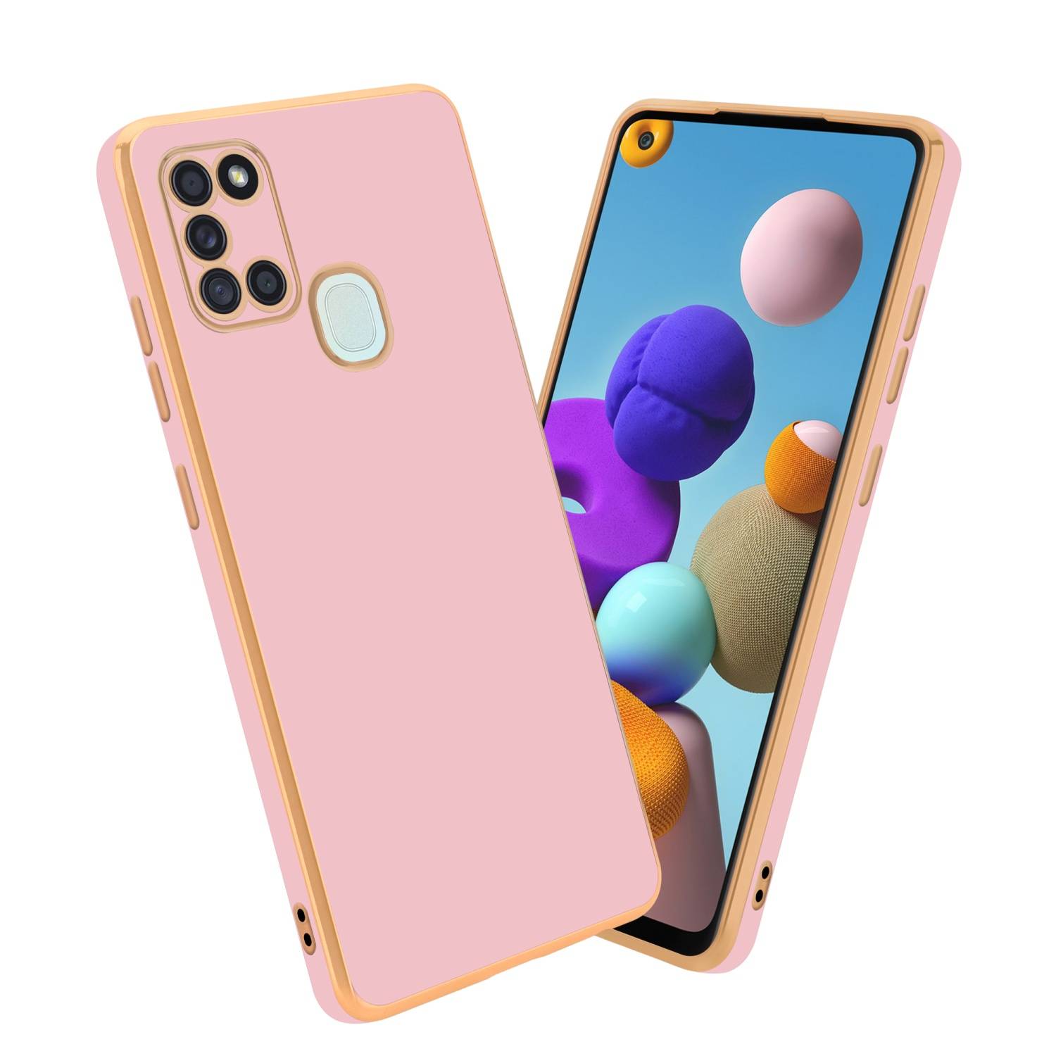 Cadorabo Schutzhülle für Samsung Galaxy A21s Hülle in Rosa Handyhülle TPU Silikon Kameraschutz Etui Case