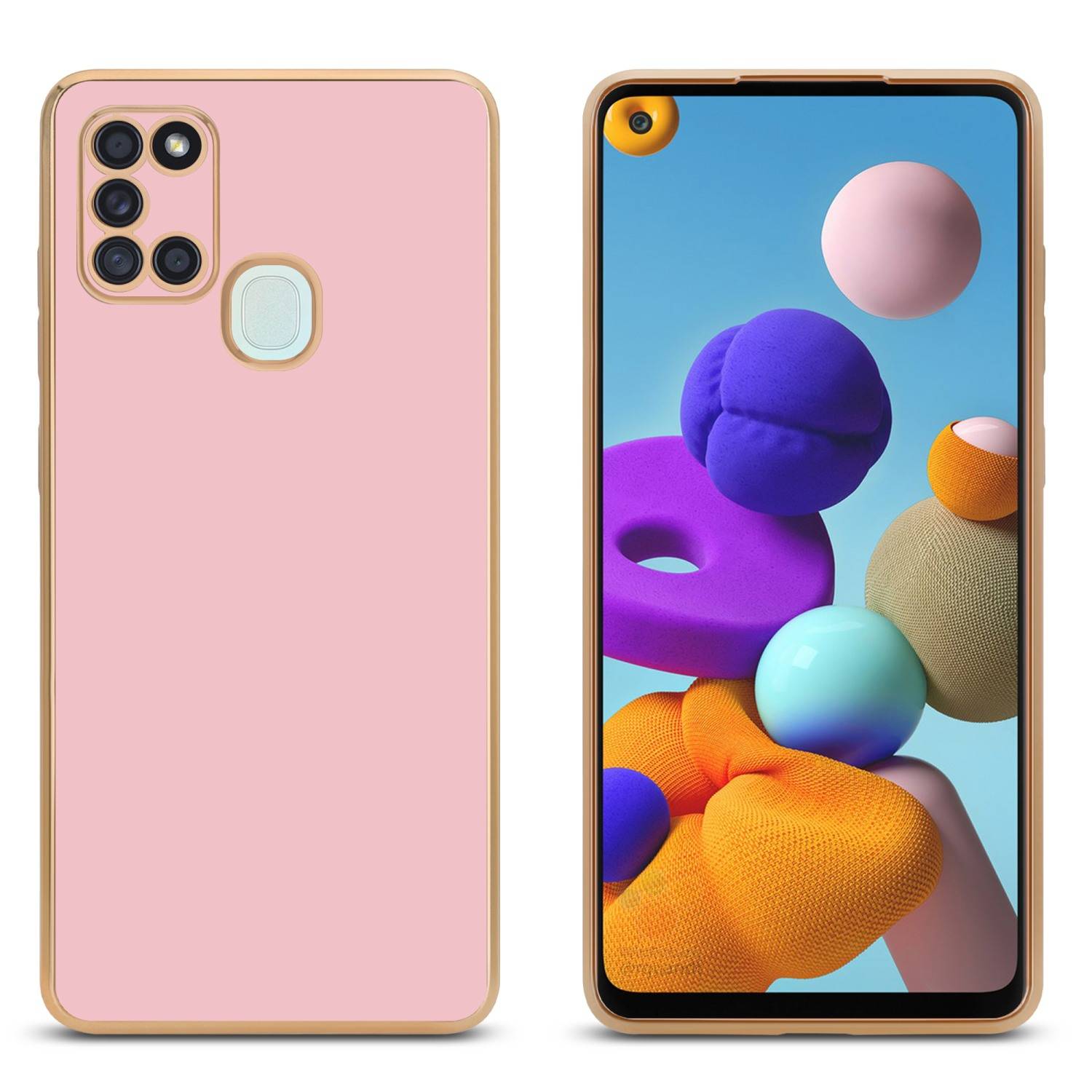 Cadorabo Schutzhülle für Samsung Galaxy A21s Hülle in Rosa Handyhülle TPU Silikon Kameraschutz Etui Case