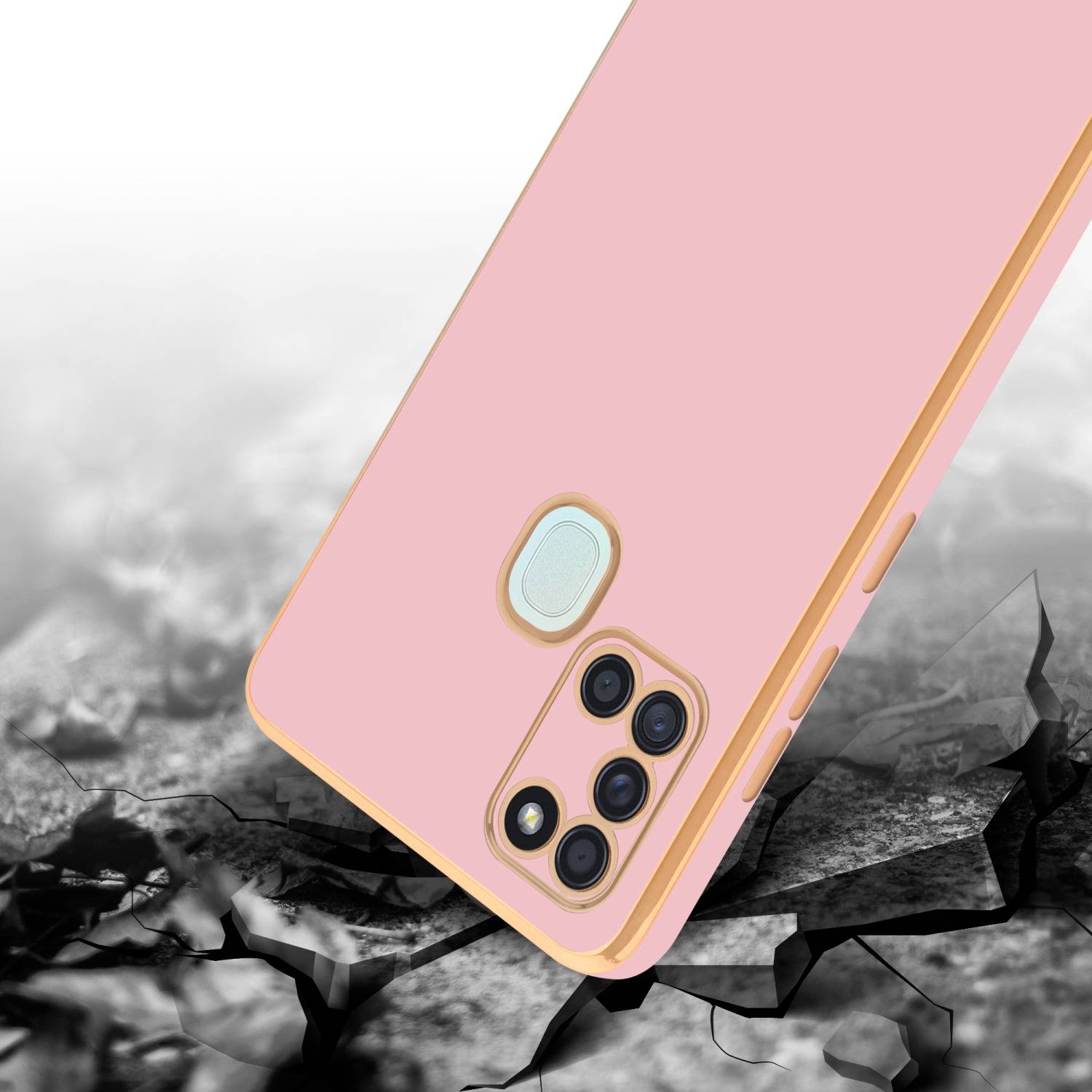 Cadorabo Schutzhülle für Samsung Galaxy A21s Hülle in Rosa Handyhülle TPU Silikon Kameraschutz Etui Case