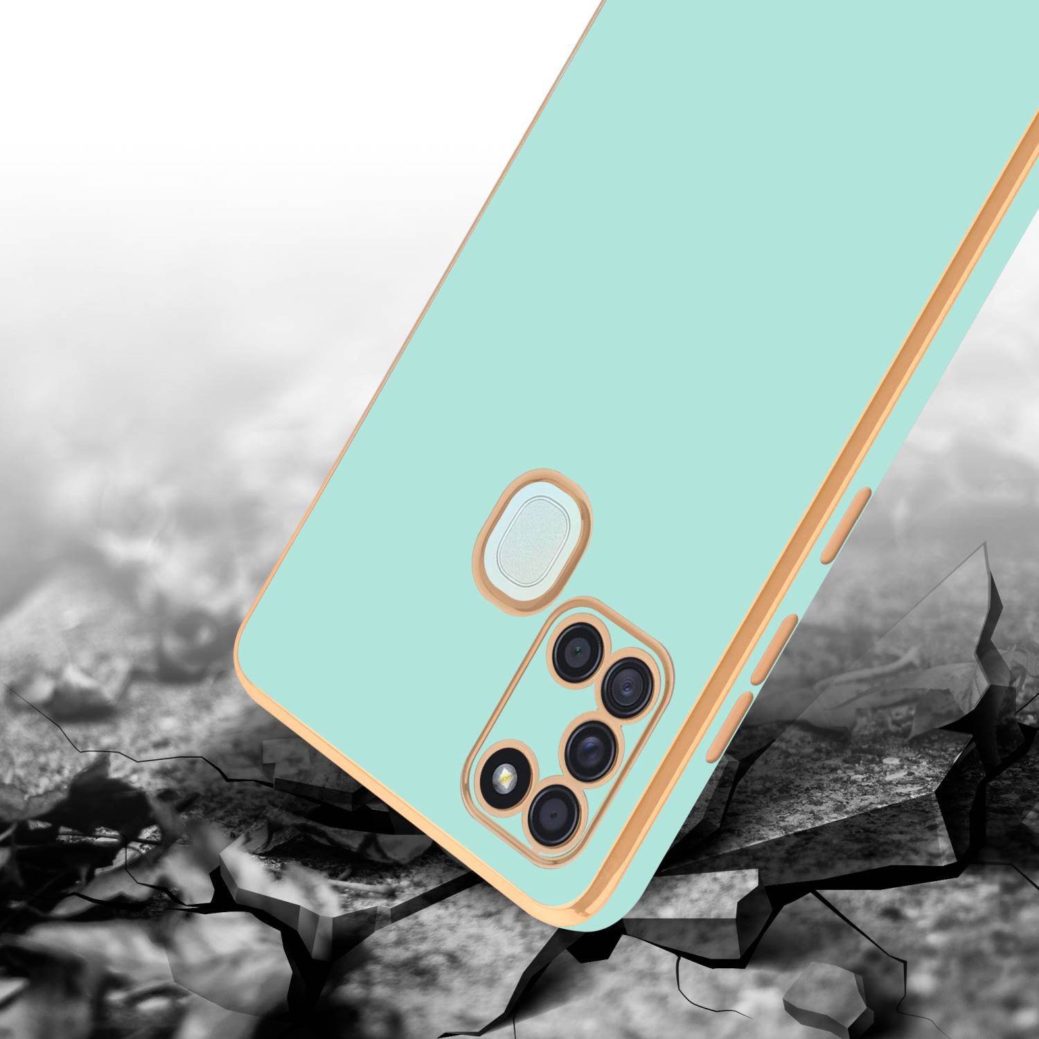 Cadorabo Schutzhülle für Samsung Galaxy A21s Hülle in Grün Handyhülle TPU Silikon Kameraschutz Etui Case