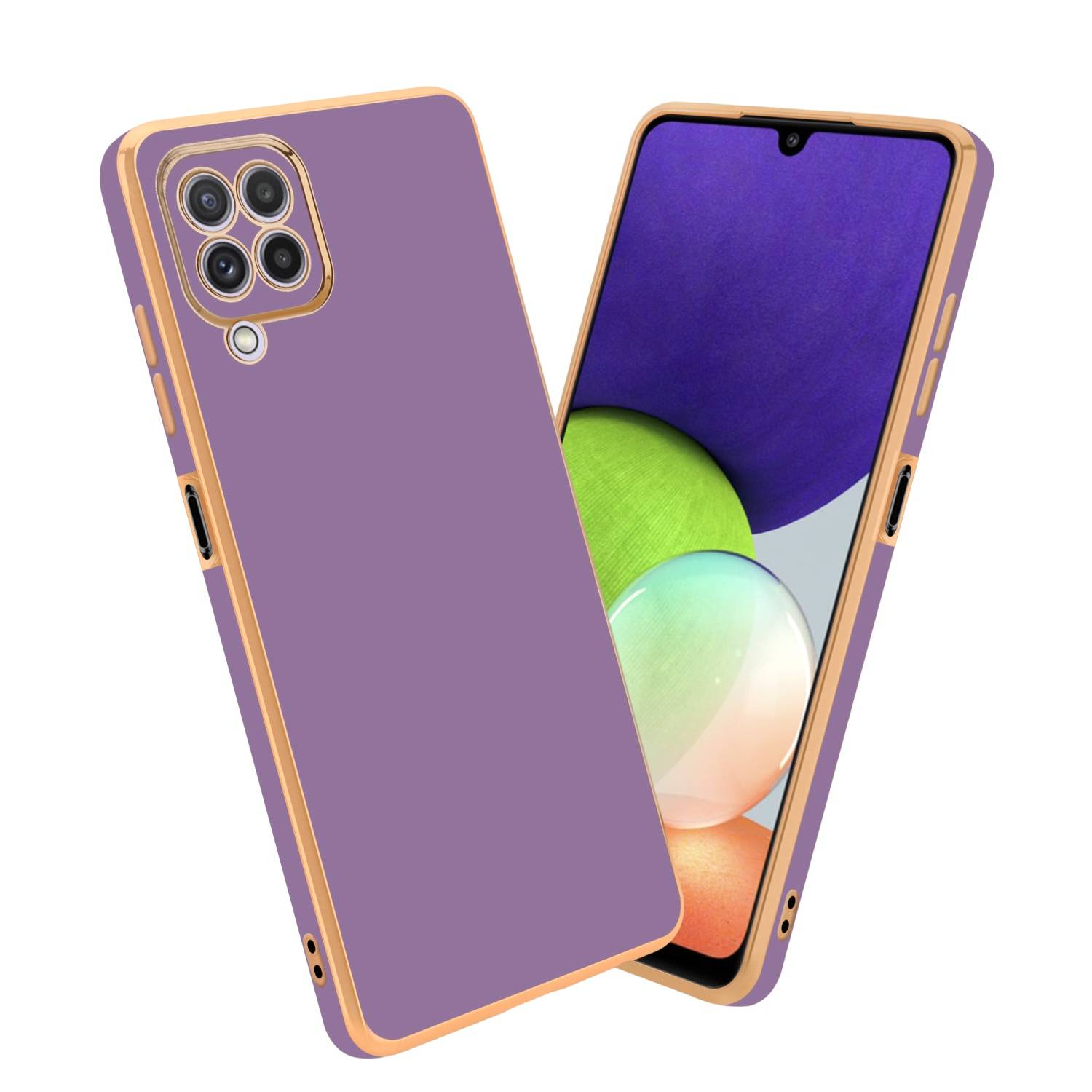 Cadorabo Schutzhülle für Samsung Galaxy A22 4G Hülle in Lila Handyhülle TPU Silikon Kameraschutz Etui Case