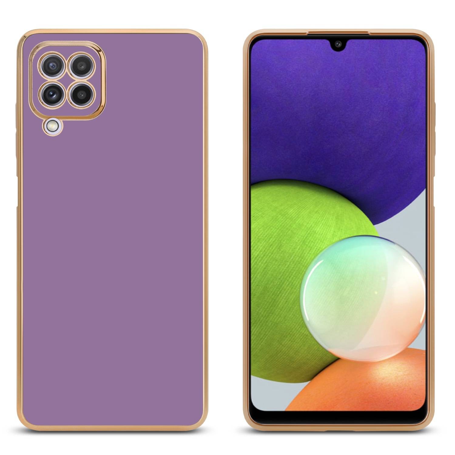 Cadorabo Schutzhülle für Samsung Galaxy A22 4G Hülle in Lila Handyhülle TPU Silikon Kameraschutz Etui Case