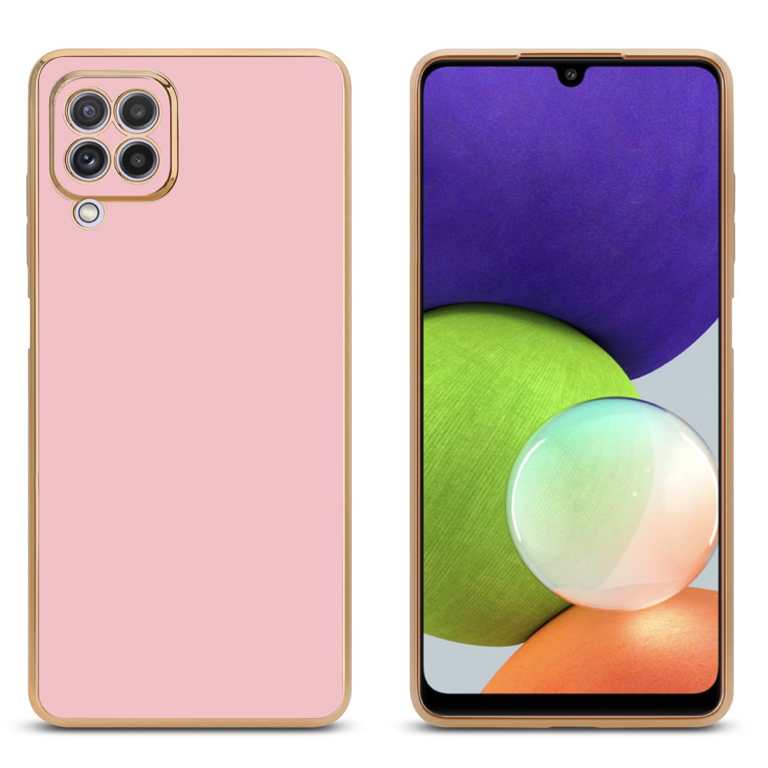 Cadorabo Schutzhülle für Samsung Galaxy M22 / M32 4G Hülle in Rosa Handyhülle TPU Silikon Kameraschutz Etui Case