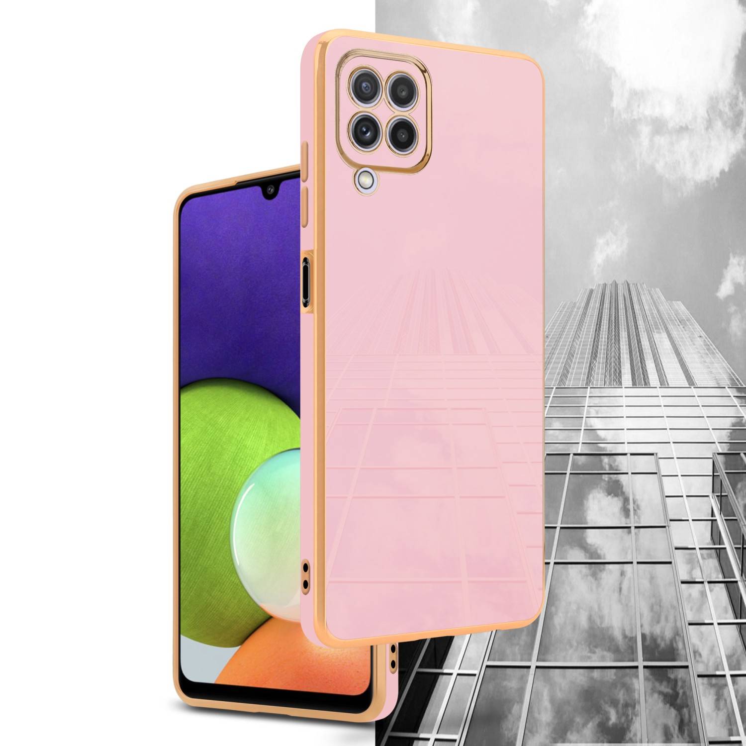Cadorabo Schutzhülle für Samsung Galaxy M22 / M32 4G Hülle in Rosa Handyhülle TPU Silikon Kameraschutz Etui Case
