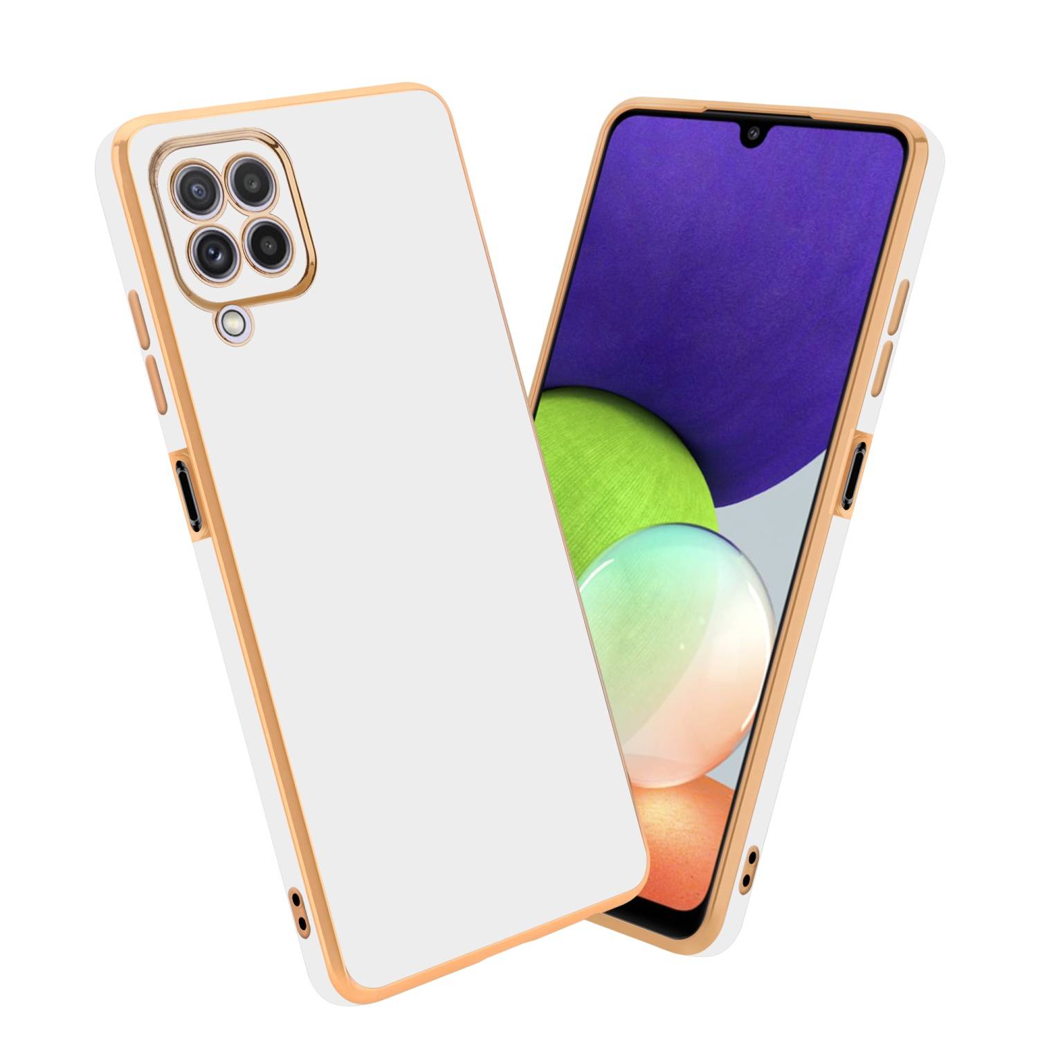 Cadorabo Schutzhülle für Samsung Galaxy M22 / M32 4G Hülle in Weiß Handyhülle TPU Silikon Kameraschutz Etui Case