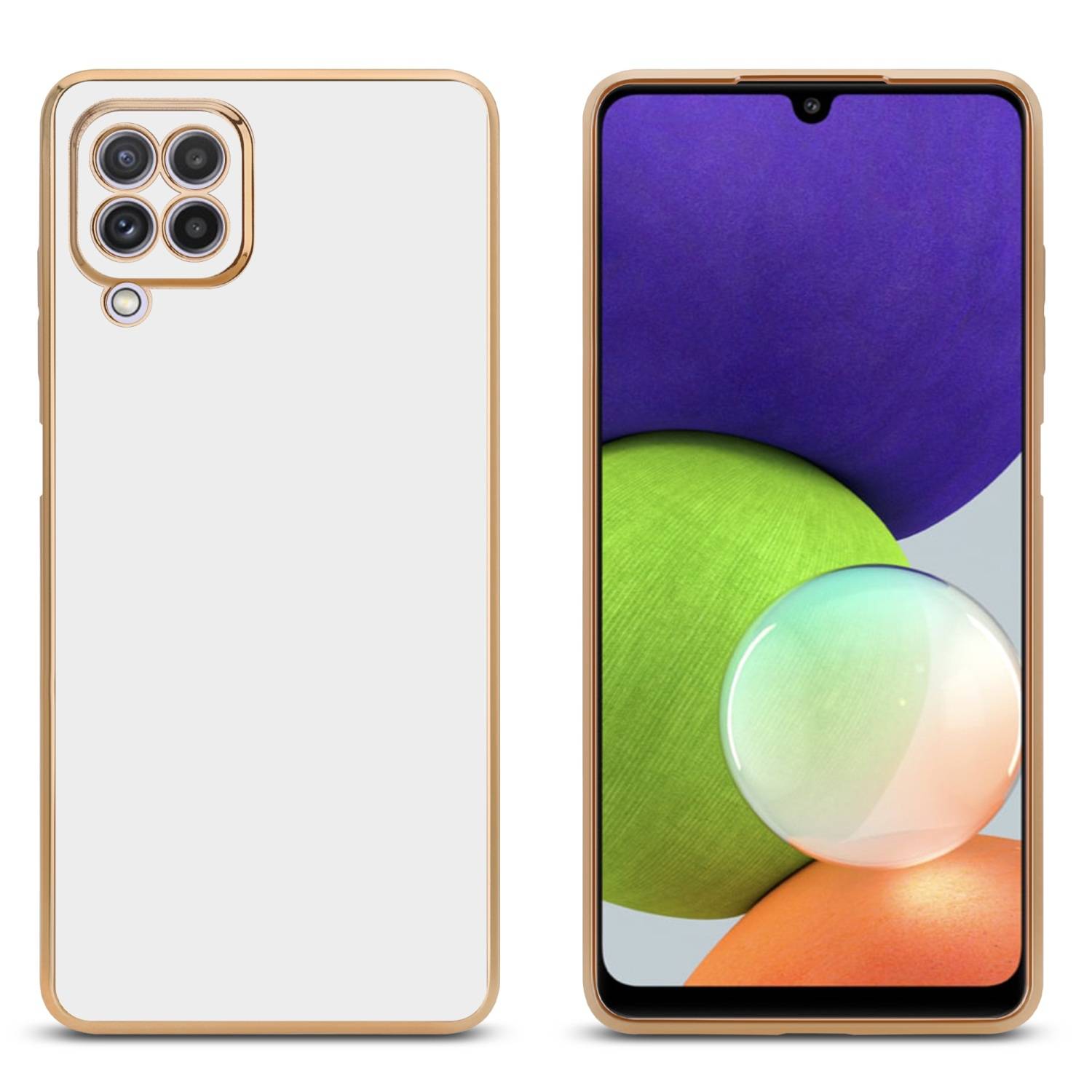 Cadorabo Schutzhülle für Samsung Galaxy M22 / M32 4G Hülle in Weiß Handyhülle TPU Silikon Kameraschutz Etui Case
