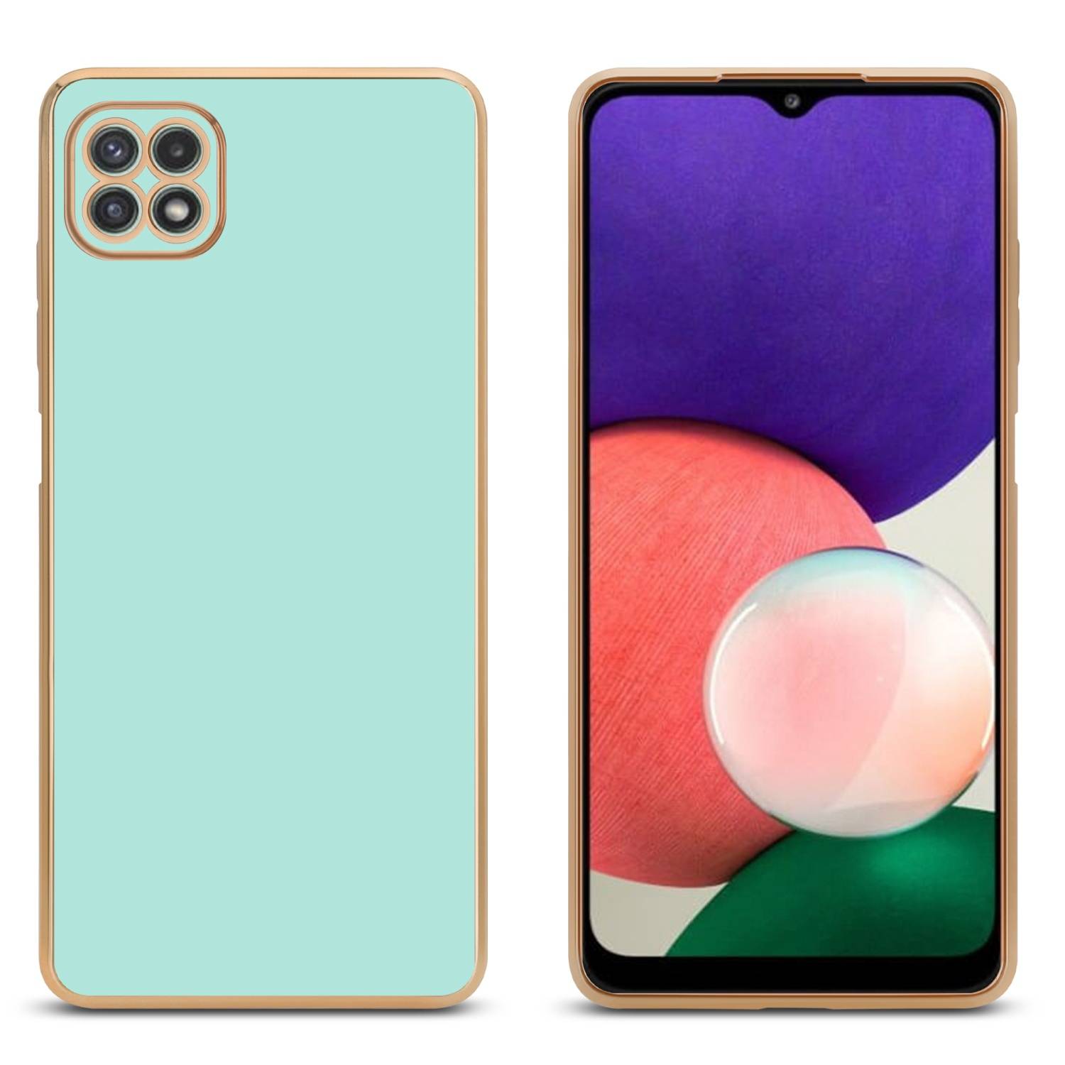 Cadorabo Schutzhülle für Samsung Galaxy A22 5G Hülle in Grün Handyhülle TPU Silikon Kameraschutz Etui Case