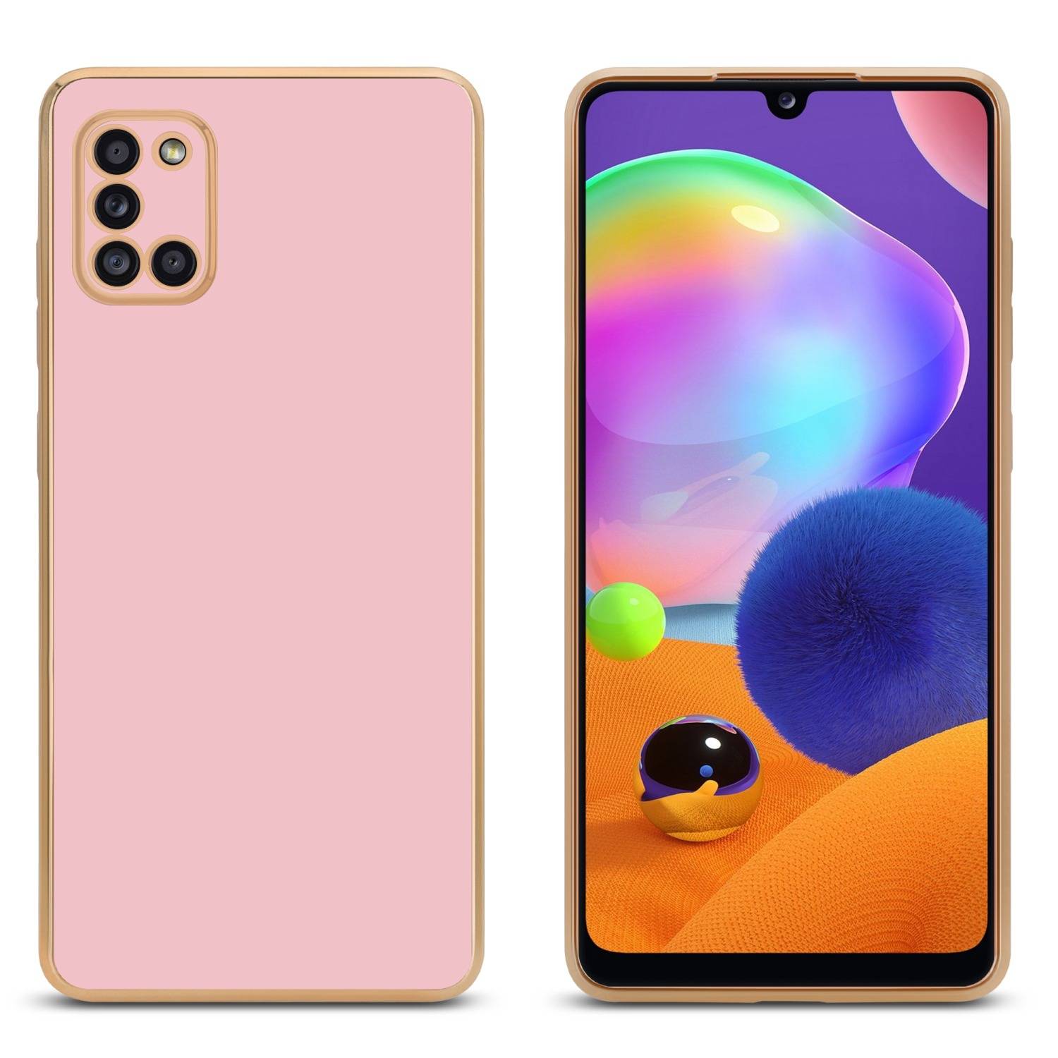 Cadorabo Schutzhülle für Samsung Galaxy A31 Hülle in Rosa Handyhülle TPU Silikon Kameraschutz Etui Case