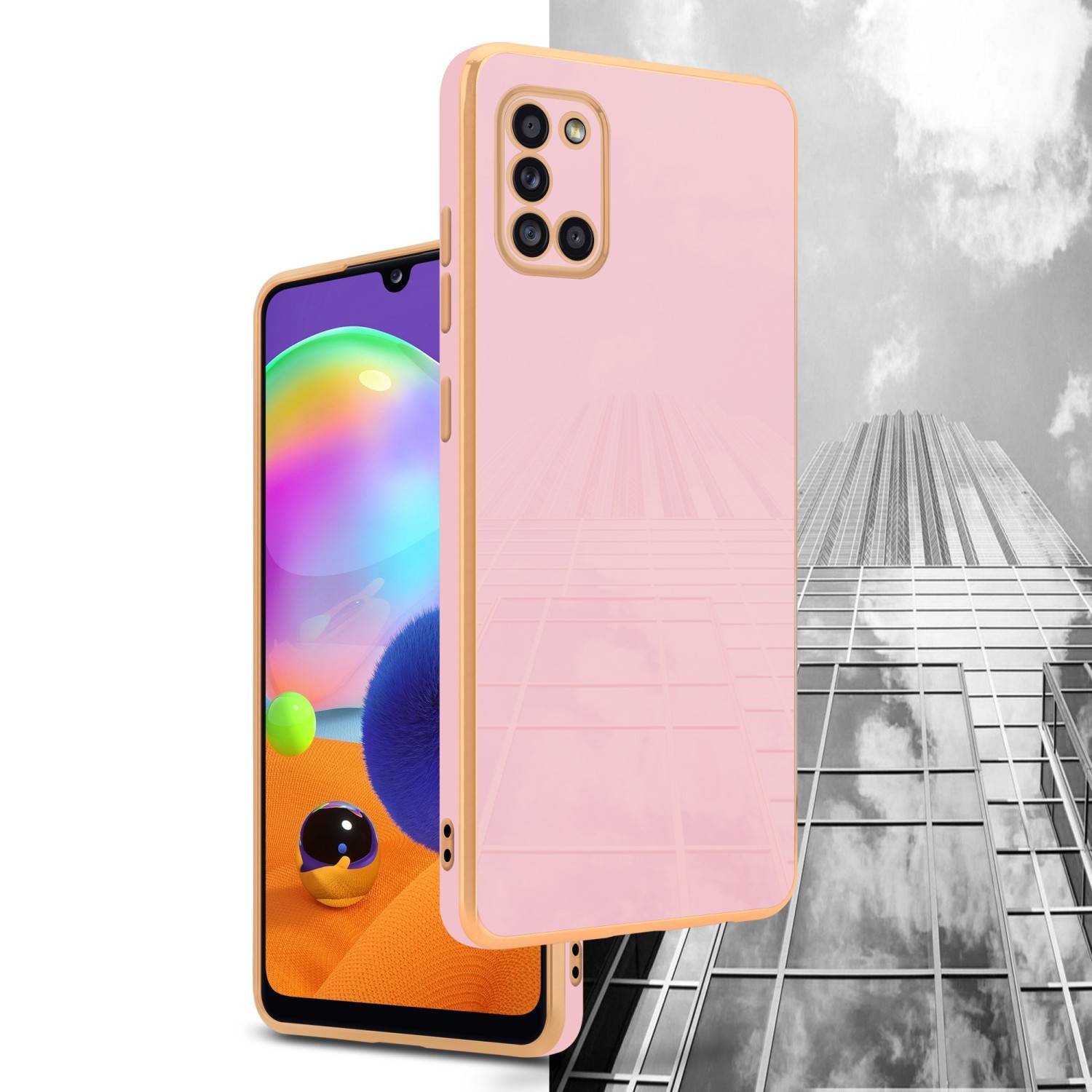 Cadorabo Schutzhülle für Samsung Galaxy A31 Hülle in Rosa Handyhülle TPU Silikon Kameraschutz Etui Case