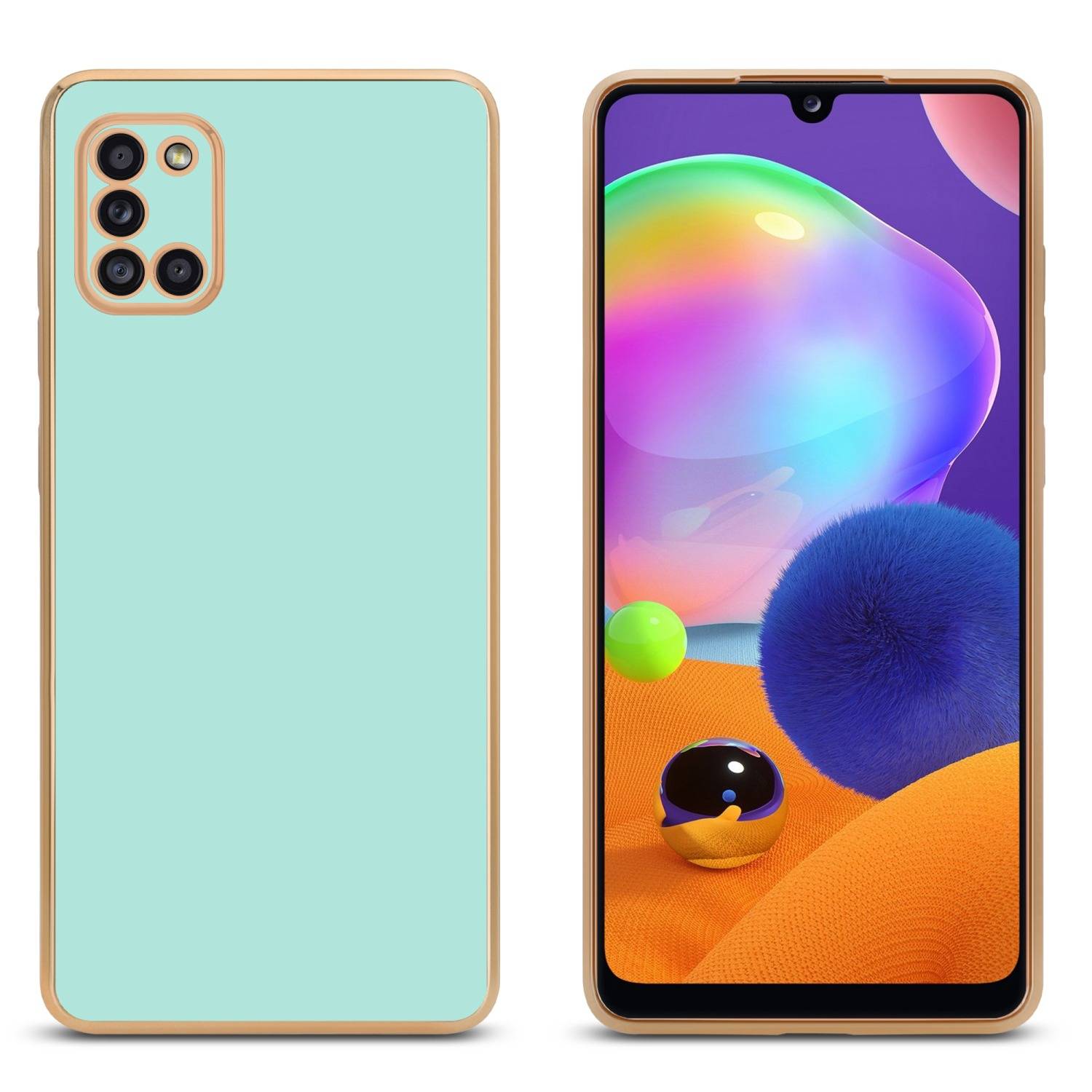 Cadorabo Schutzhülle für Samsung Galaxy A31 Hülle in Grün Handyhülle TPU Silikon Kameraschutz Etui Case