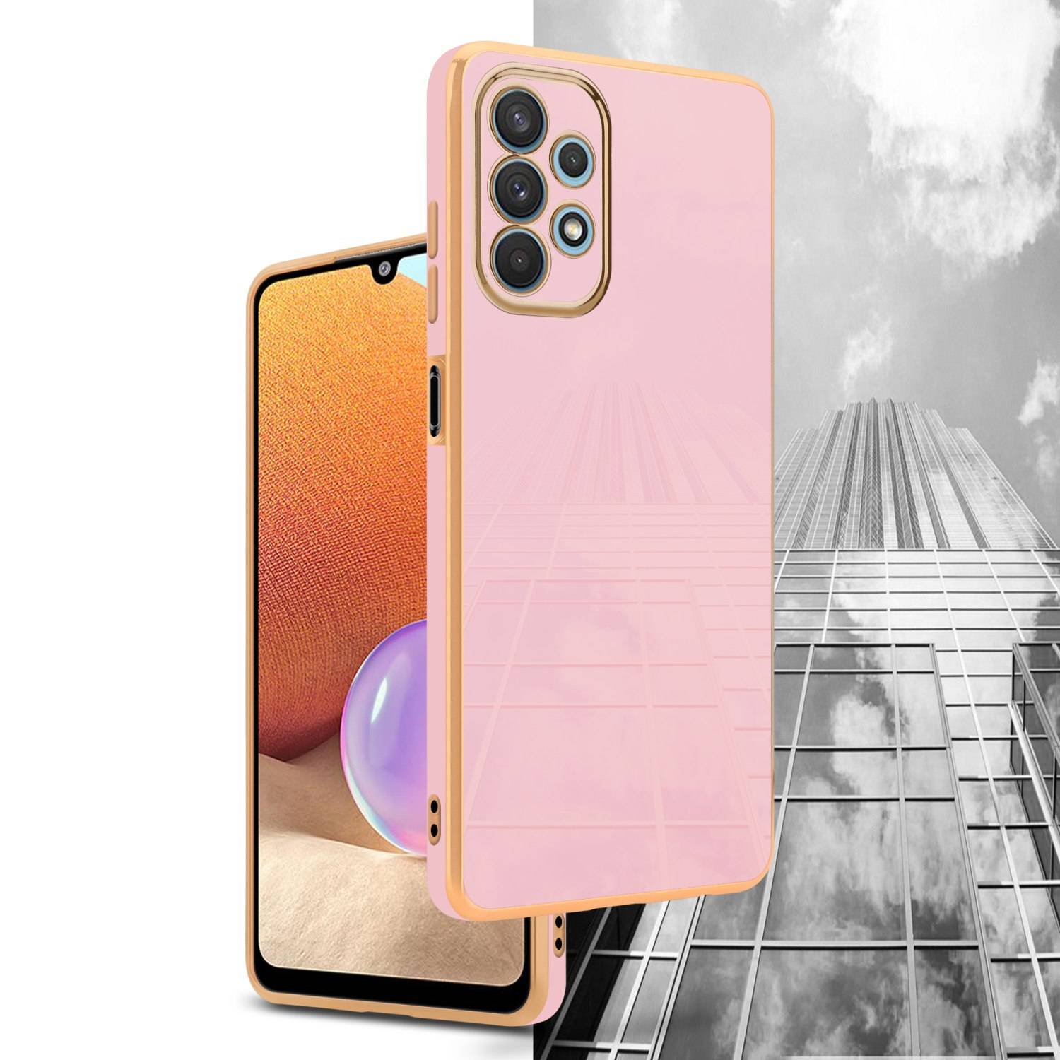 Cadorabo Schutzhülle für Samsung Galaxy A32 4G Hülle in Rosa Handyhülle TPU Silikon Kameraschutz Etui Case
