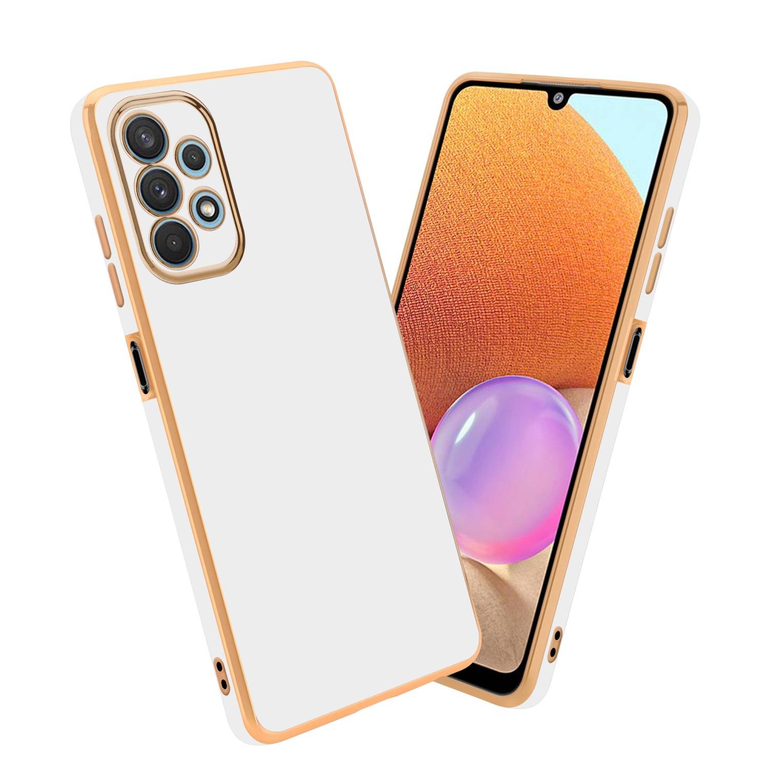 Cadorabo Schutzhülle für Samsung Galaxy A32 4G Hülle in Weiß Handyhülle TPU Silikon Kameraschutz Etui Case