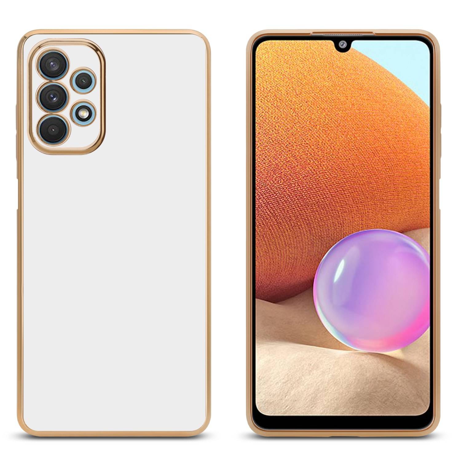 Cadorabo Schutzhülle für Samsung Galaxy A32 4G Hülle in Weiß Handyhülle TPU Silikon Kameraschutz Etui Case