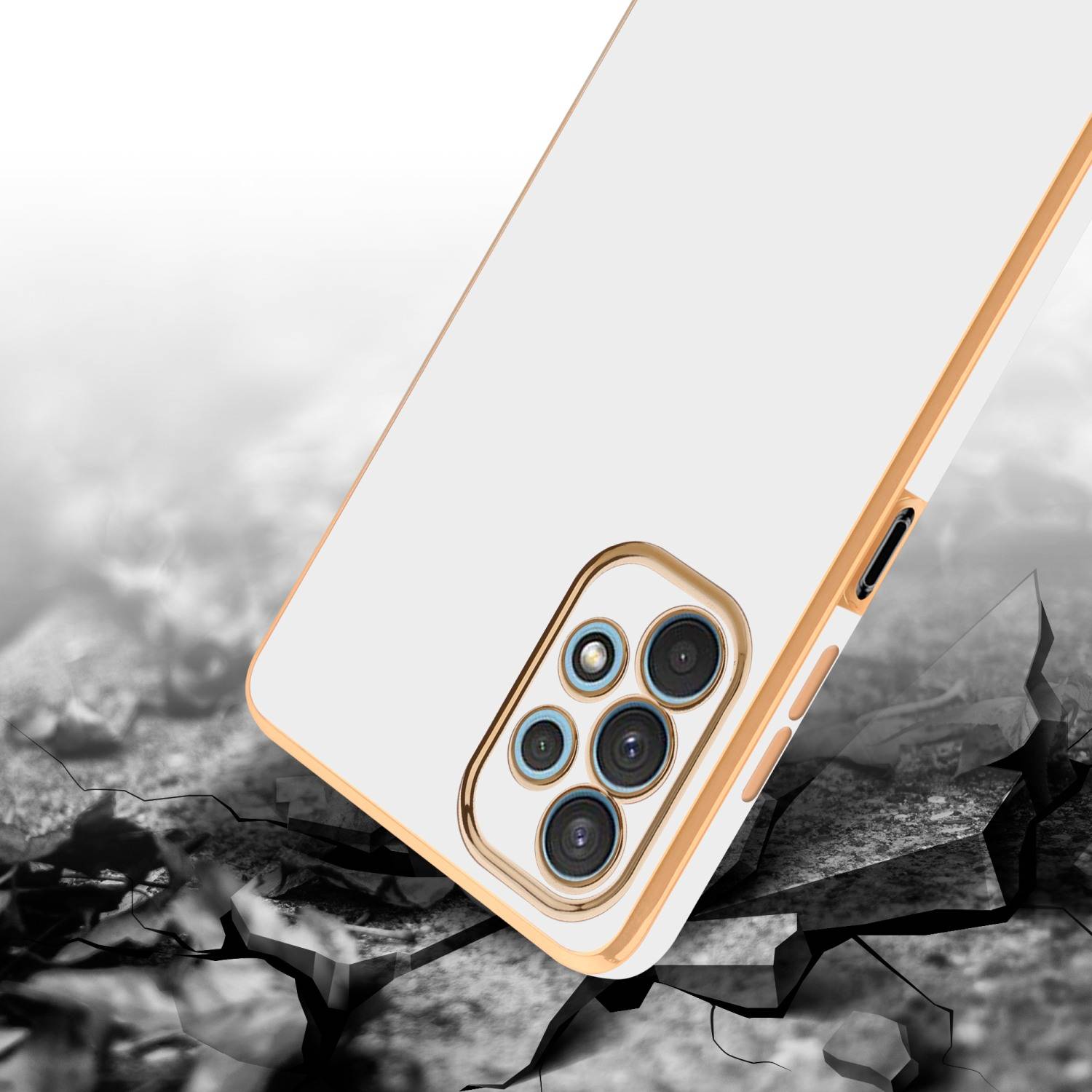 Cadorabo Schutzhülle für Samsung Galaxy A32 4G Hülle in Weiß Handyhülle TPU Silikon Kameraschutz Etui Case