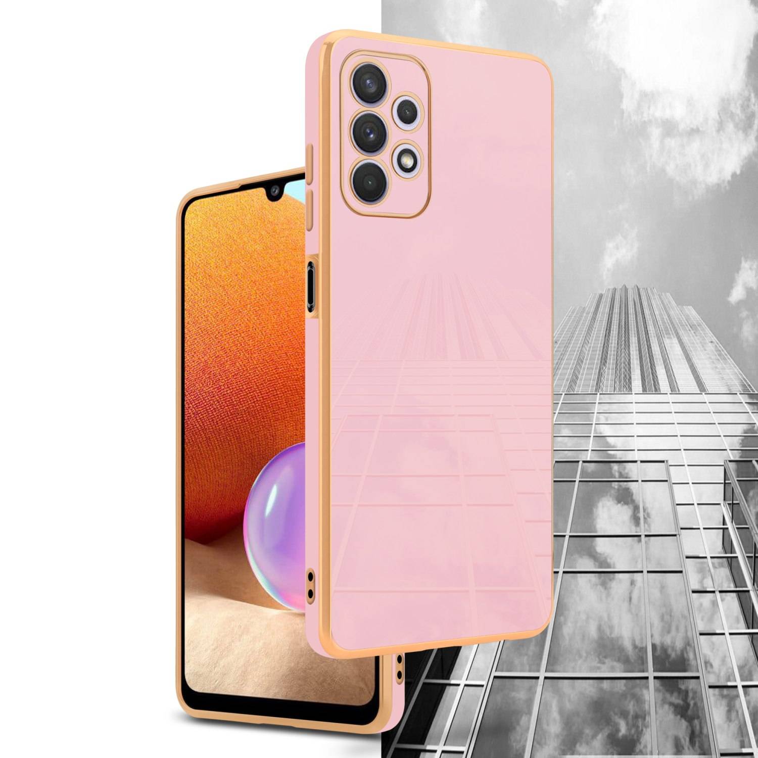 Cadorabo Schutzhülle für Samsung Galaxy A32 5G Hülle in Rosa Handyhülle TPU Silikon Kameraschutz Etui Case