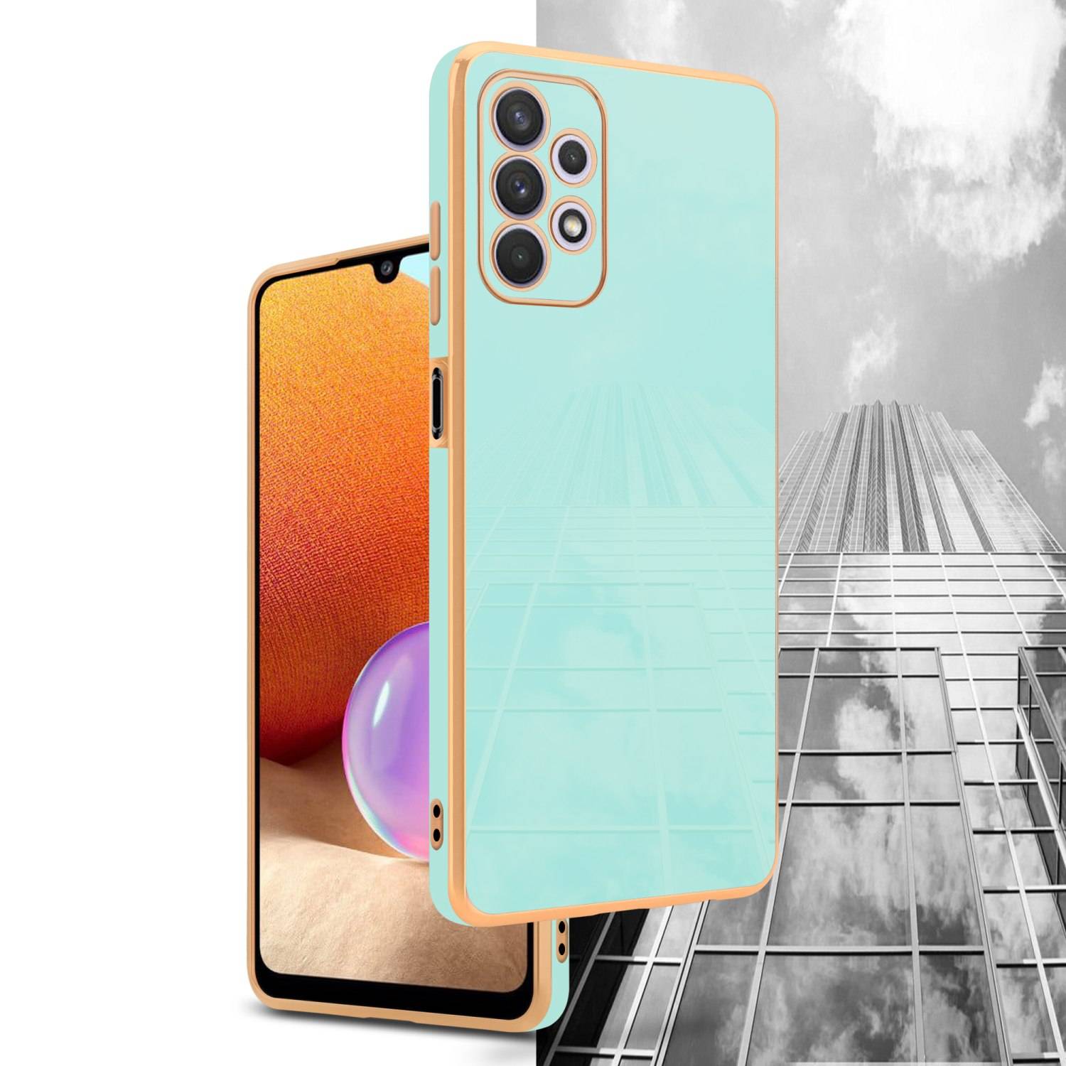 Cadorabo Schutzhülle für Samsung Galaxy A32 5G Hülle in Grün Handyhülle TPU Silikon Kameraschutz Etui Case