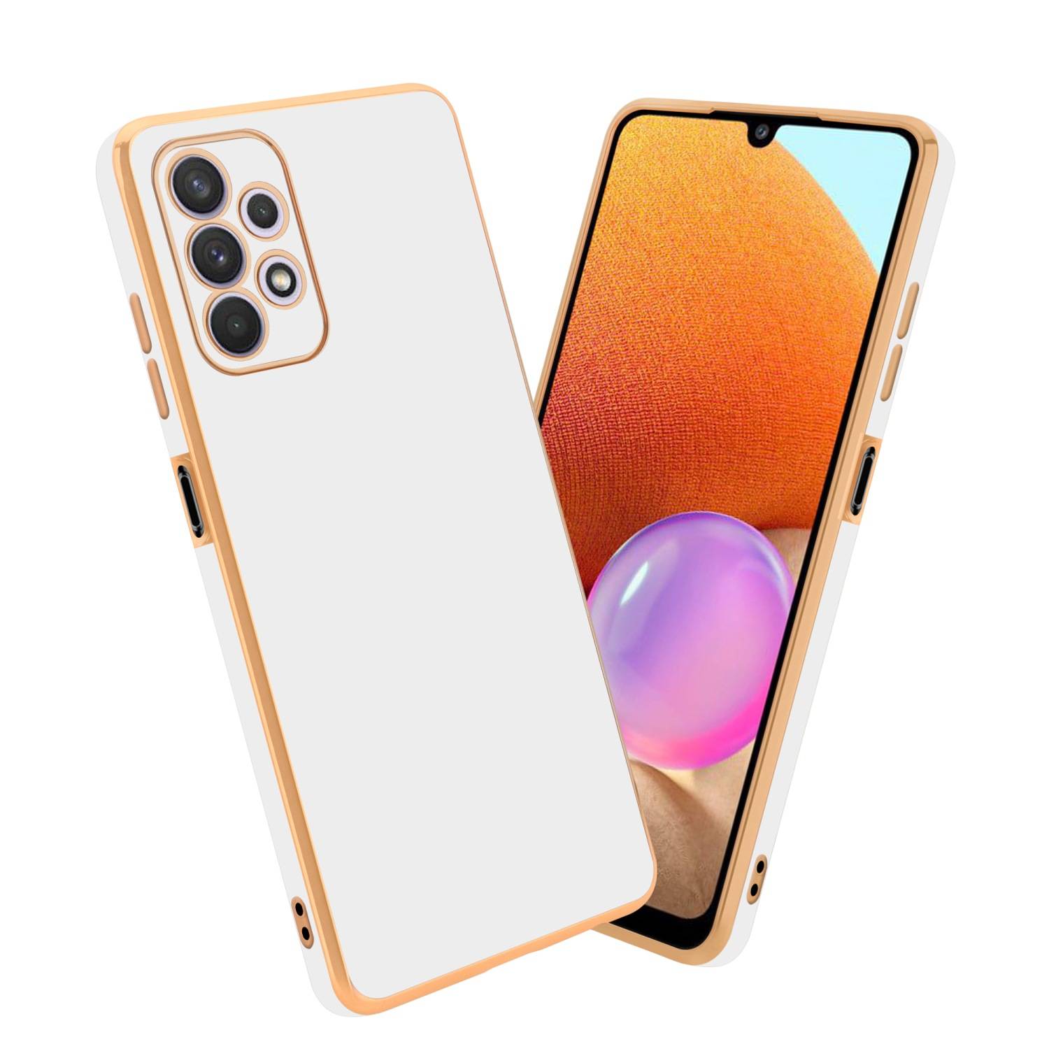Cadorabo Schutzhülle für Samsung Galaxy A32 5G Hülle in Weiß Handyhülle TPU Silikon Kameraschutz Etui Case